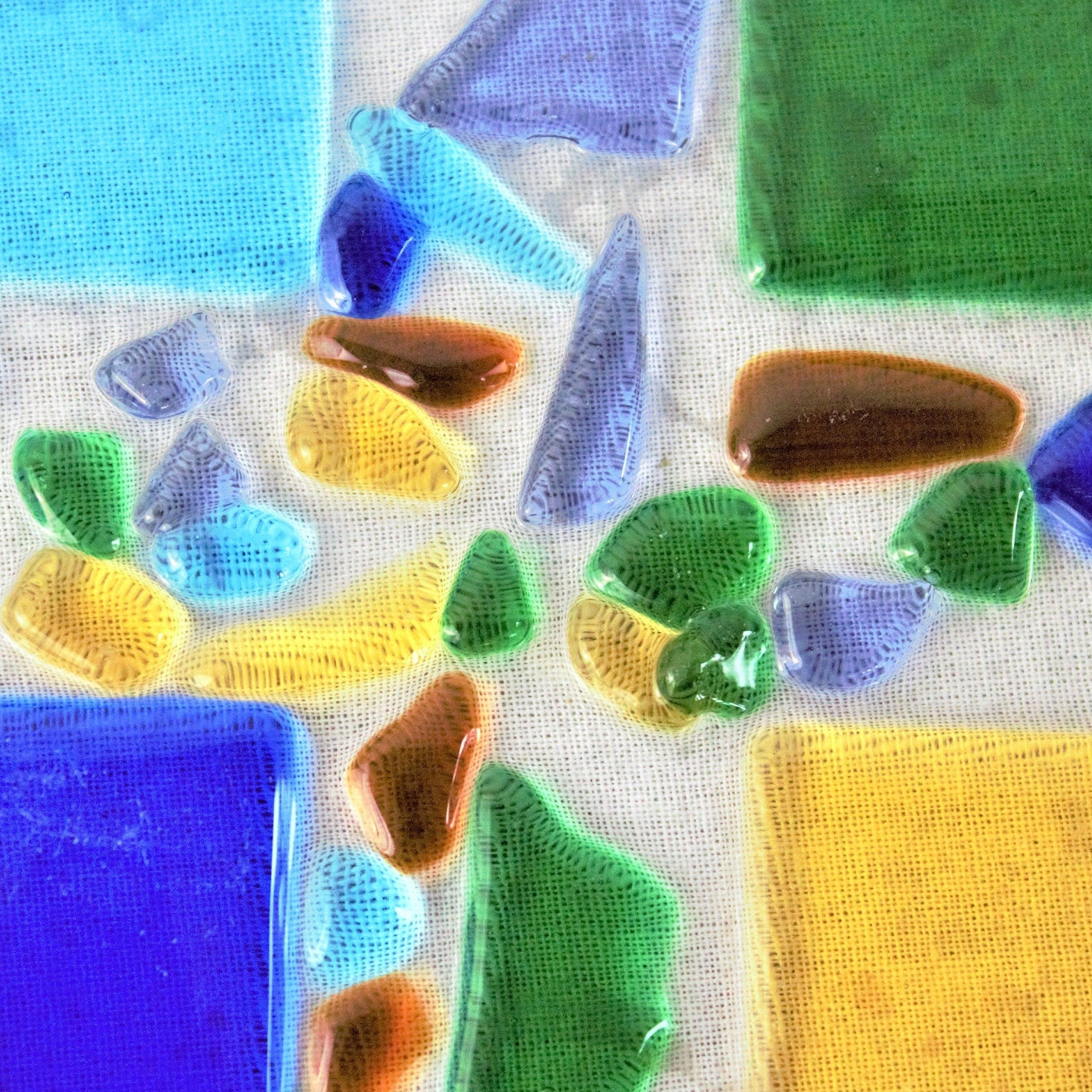Colorful Fused Glass Serving Plate: Square Appetizer Platter