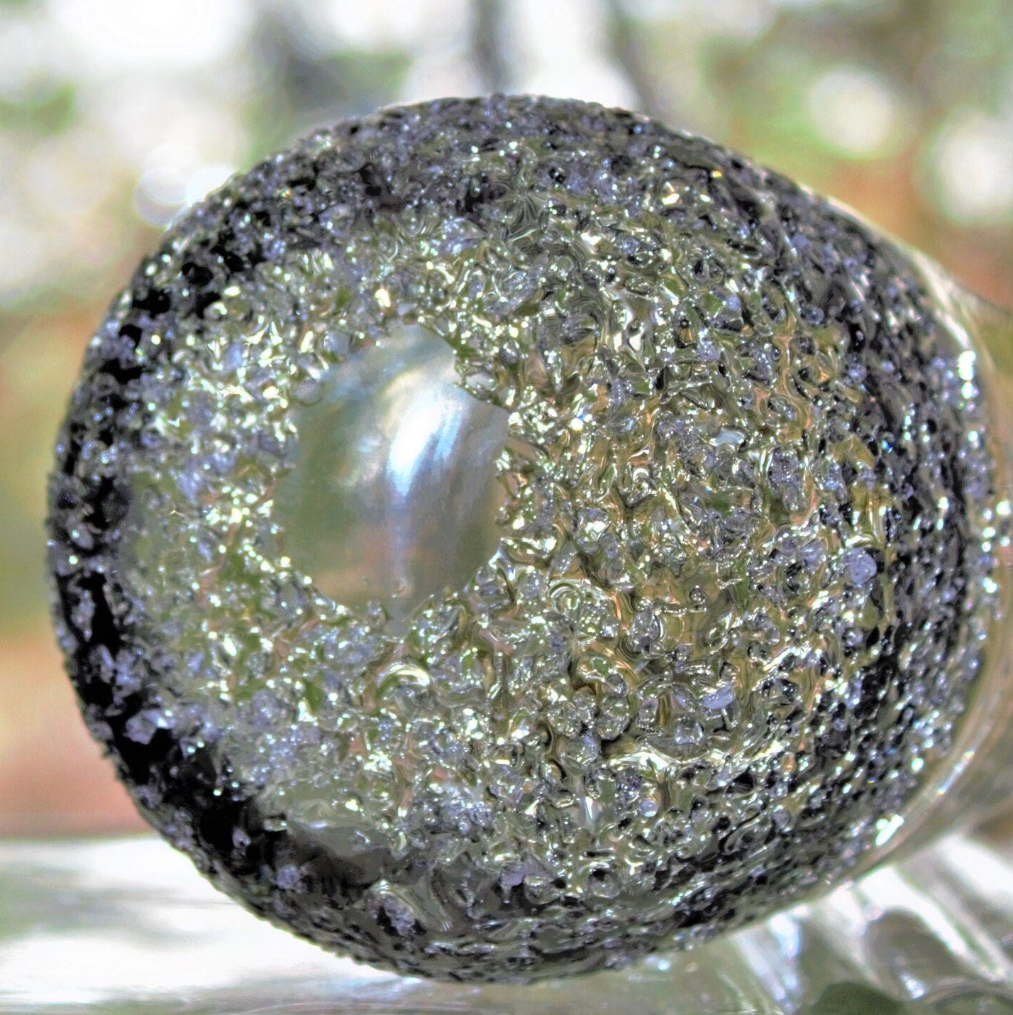 Hand Blown Black Textured Tumblers: Goth Cocktail Glasses, Set of 2