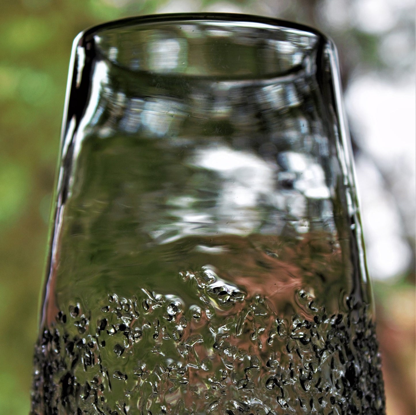 Hand Blown Black Textured Tumblers: Goth Cocktail Glasses, Set of 2