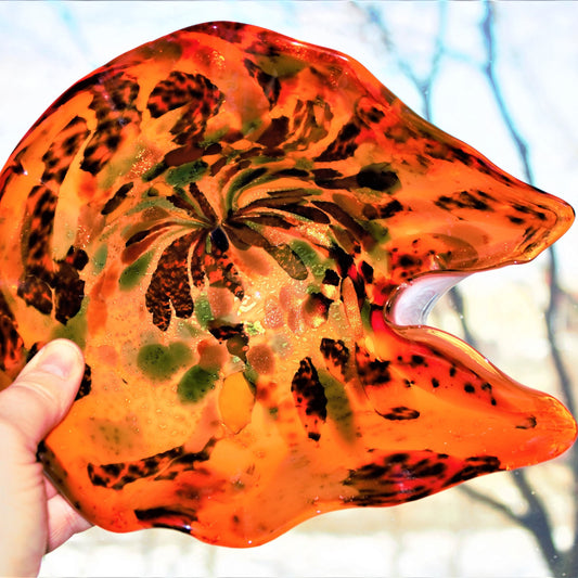 Vintage Murano Glass Bowl: Orange Aventurine Tutti Frutti Pinched Bowl