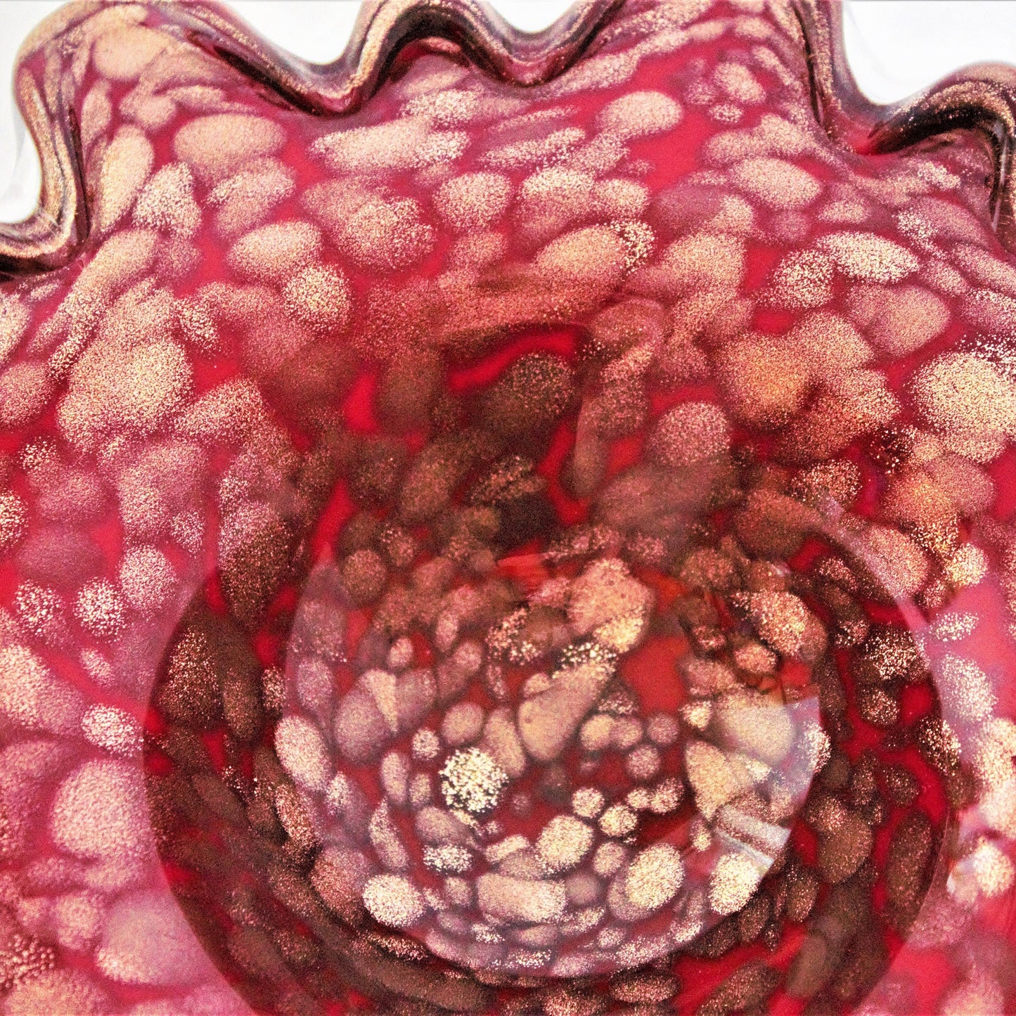 Aventurine Glass Bowl, Cased Glass Bowl, Aventurine and Red Bowl , One of a kind Aventurine Bowl, Rare Cased Glass, Italian Aventurine Glass