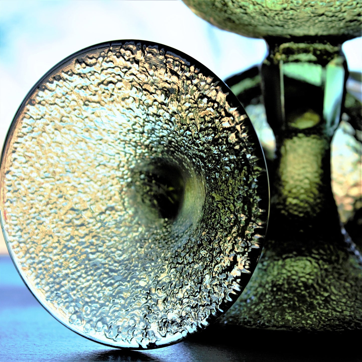 Vintage Fostoria Woodland Green Goblets: Set of 2 Stippled Wine Glasses