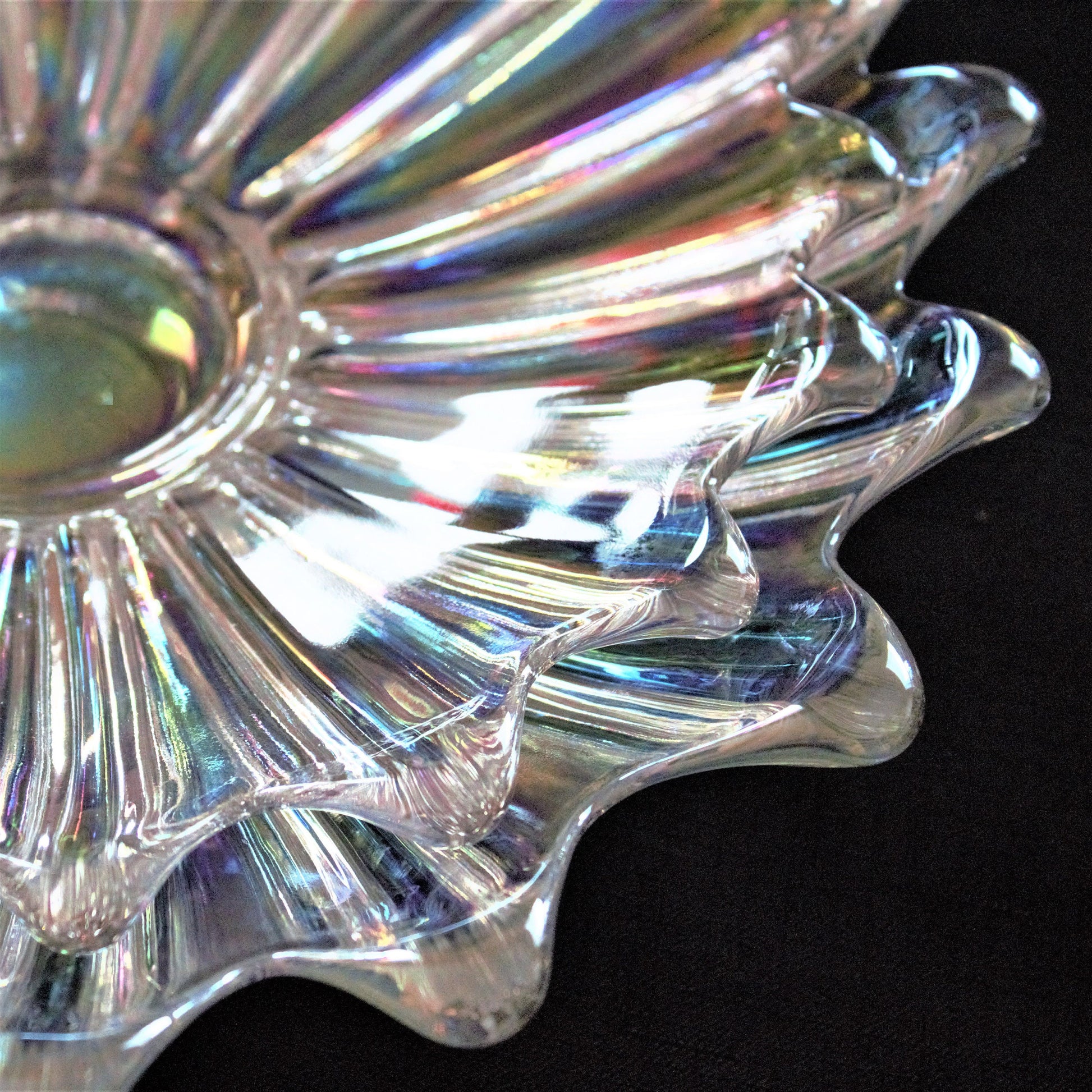 Iridescent Glass Bowls: Vintage Celestial Starburst Serving Set of 2