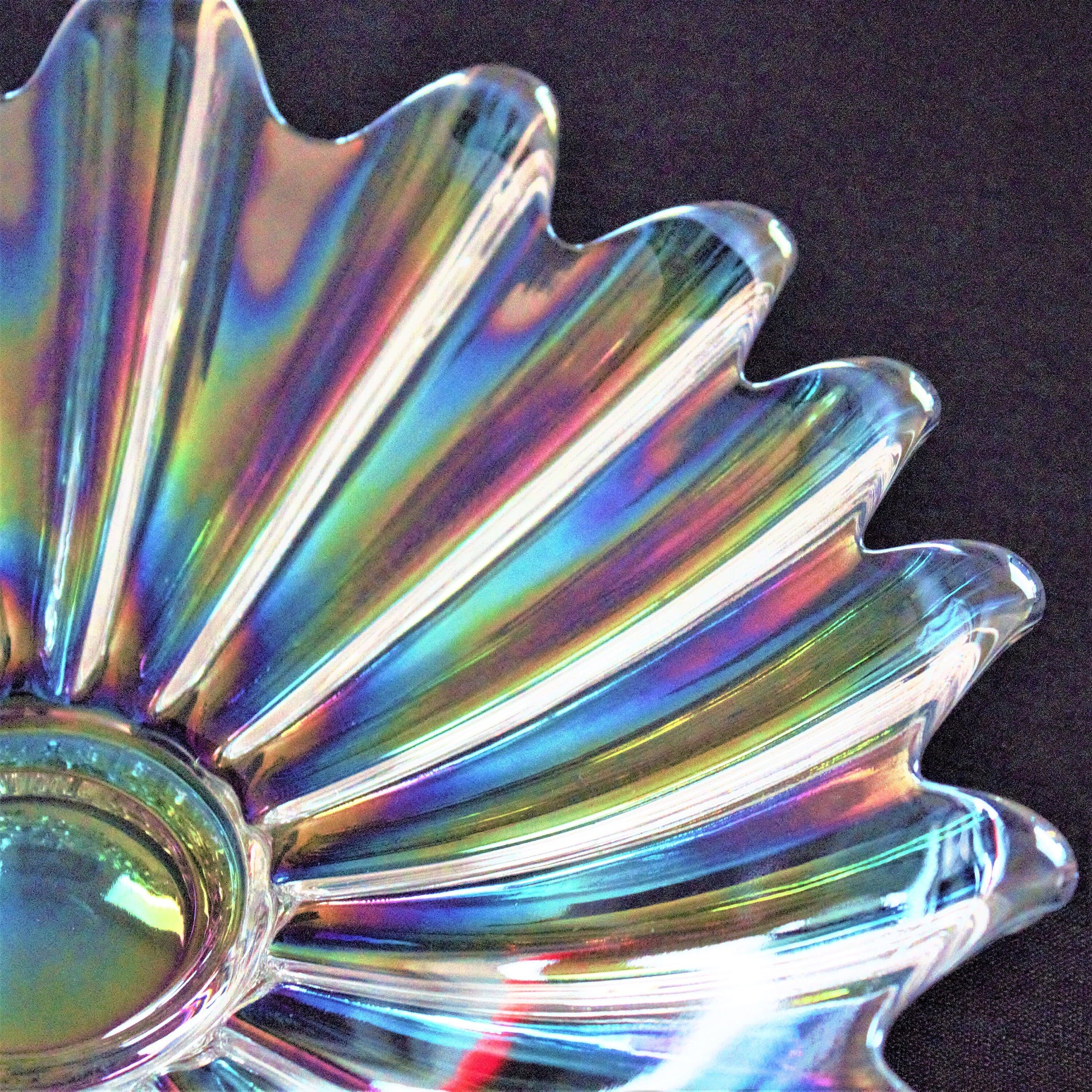 Iridescent Glass Bowls: Vintage Celestial Starburst Serving Set of 2