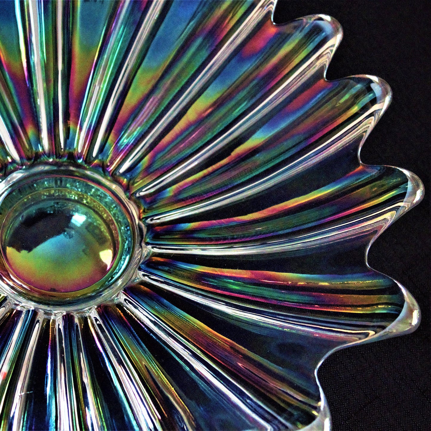Iridescent Glass Bowls: Vintage Celestial Starburst Serving Set of 2