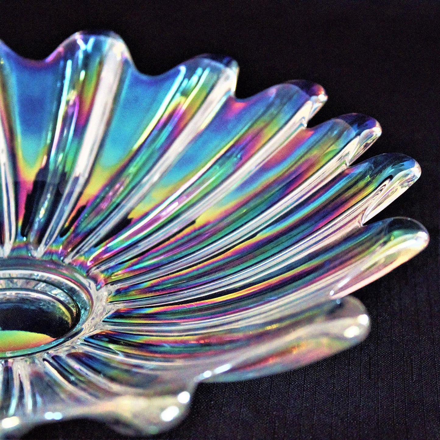 Iridescent Glass Bowls: Vintage Celestial Starburst Serving Set of 2