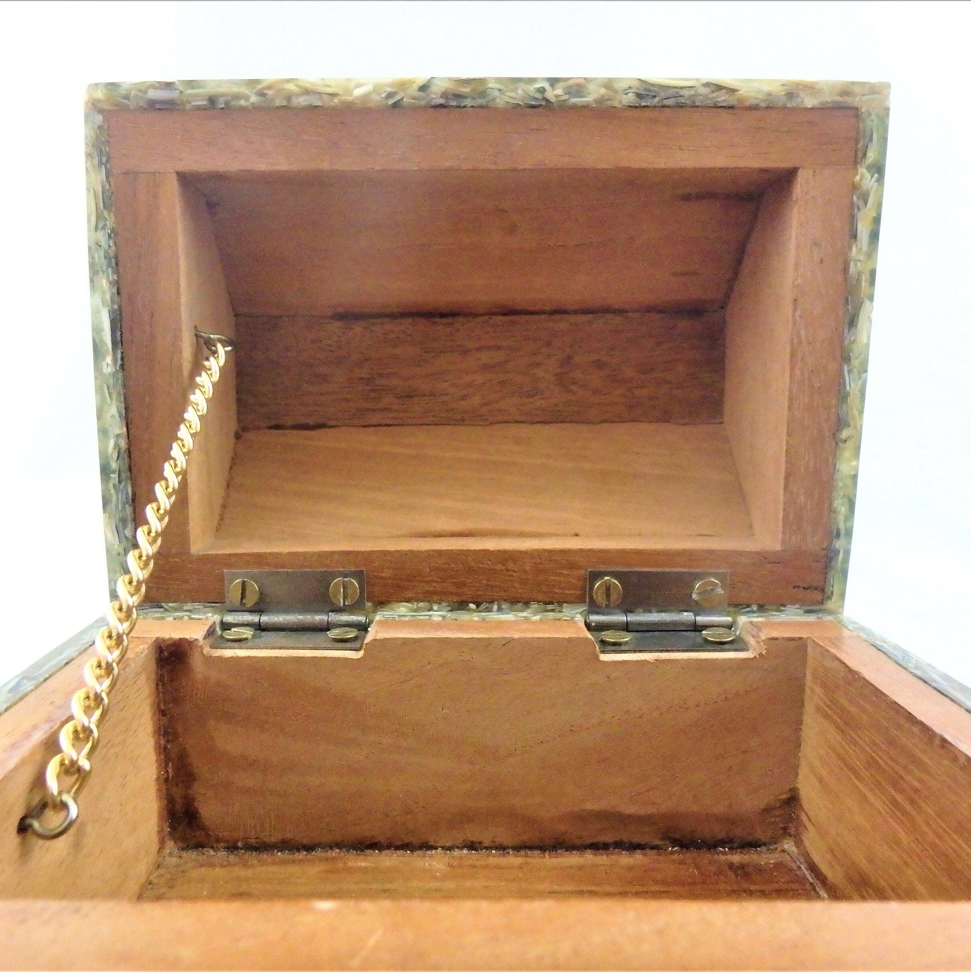 Handmade Abalone Seashell Cedar Jewelry Box: Keepsake Trinket Holder