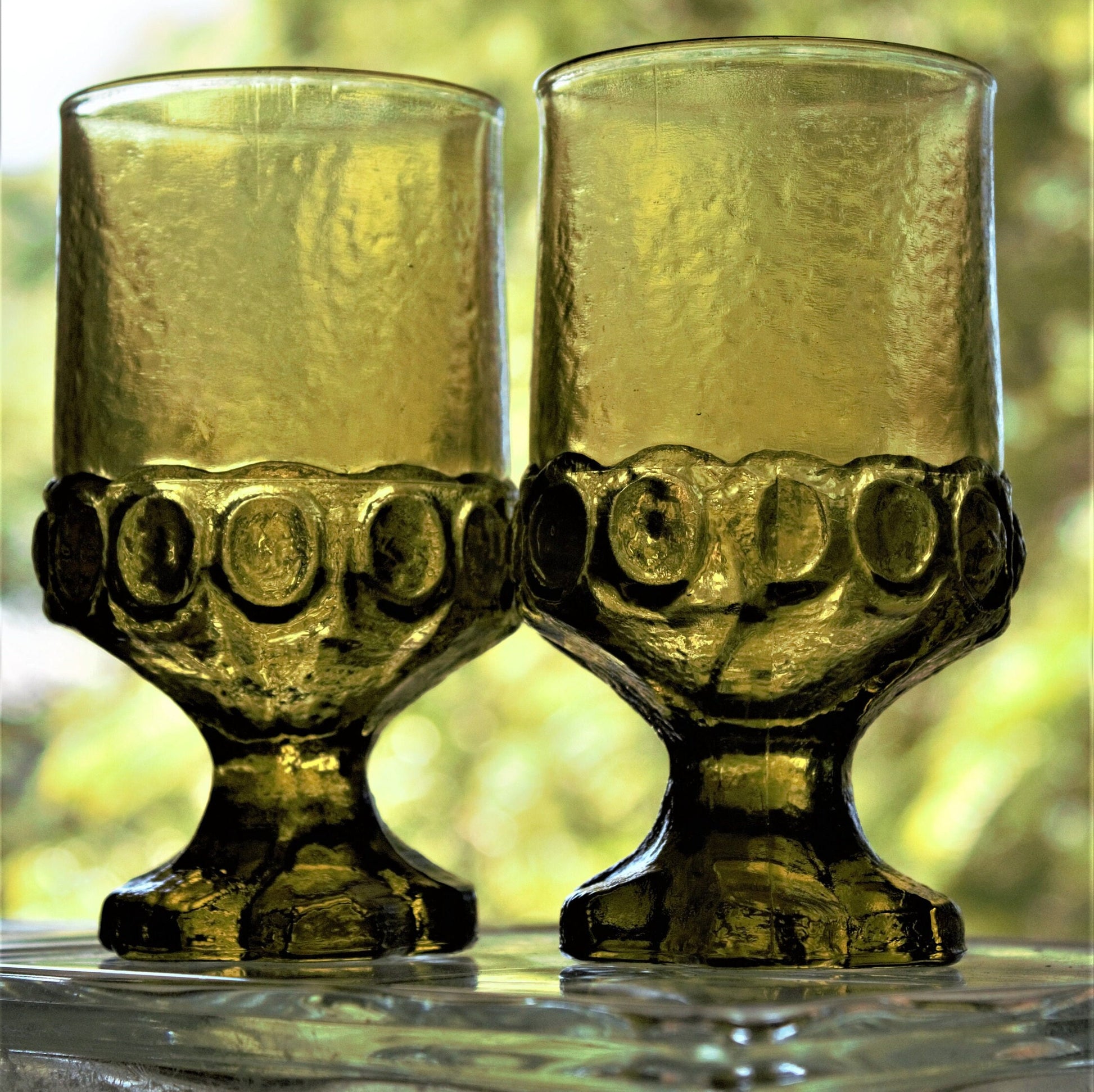Vintage Tiffin Franciscan Madiera Green Goblets - Set of 2