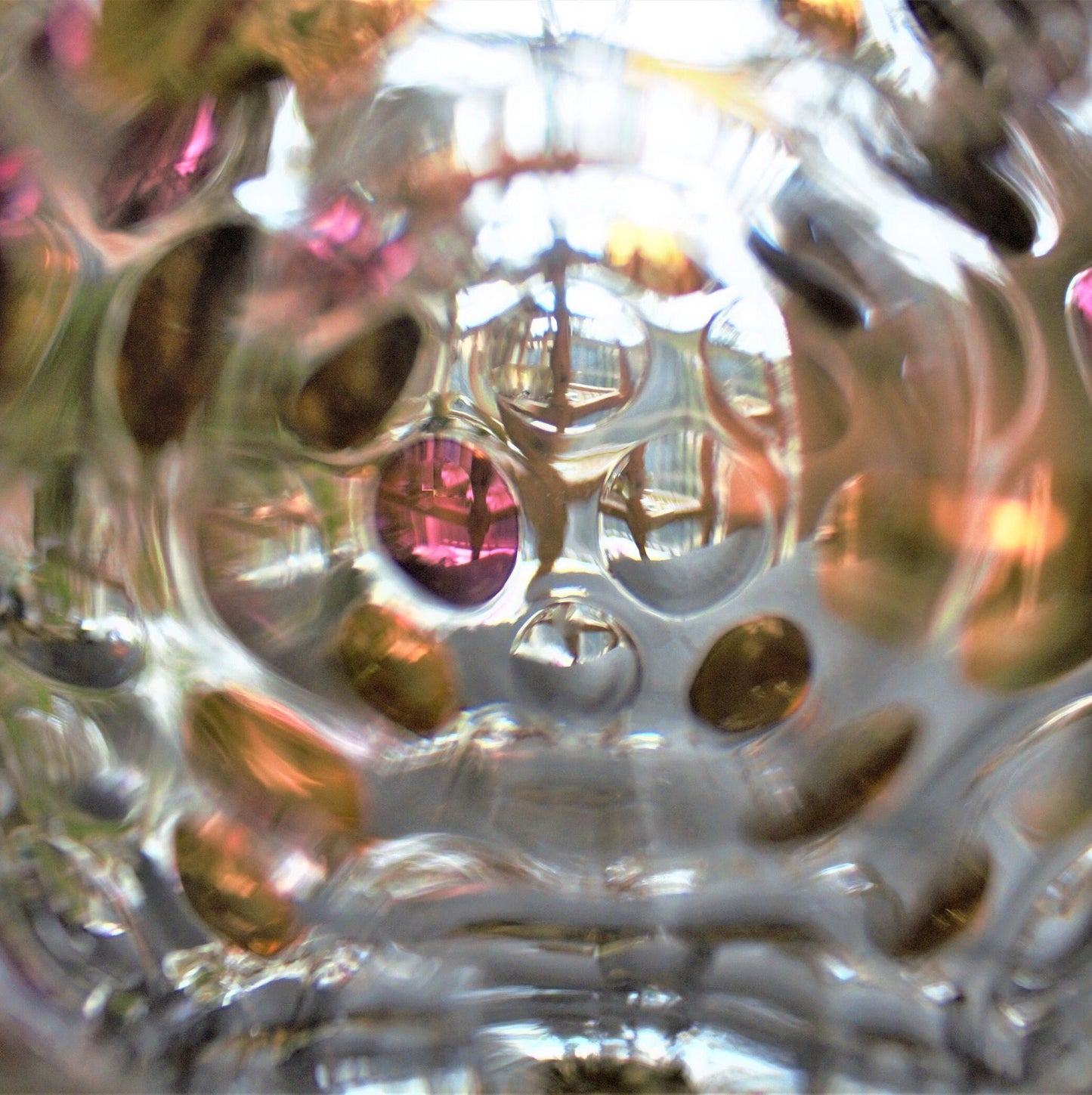 Rare Nemo Borske Sklo Cookie Jar: Gold & Pink Italian Glass, Marble Base