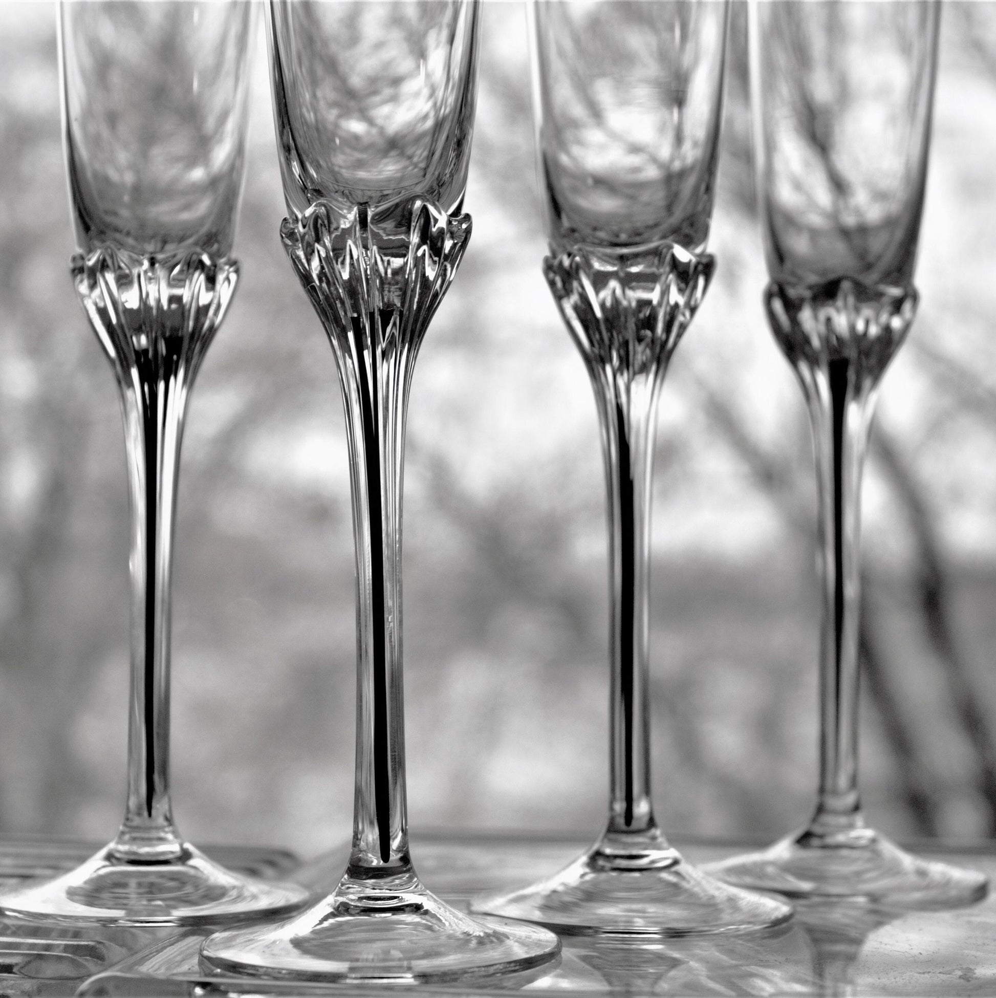 Belfor Crystal Cordial Glasses: Black Filament Stem, Set of 4