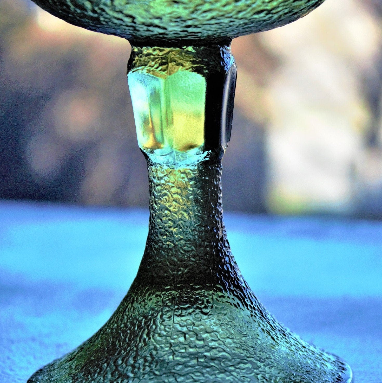 Vintage Fostoria Woodland Green Goblets: Set of 2 Stippled Wine Glasses