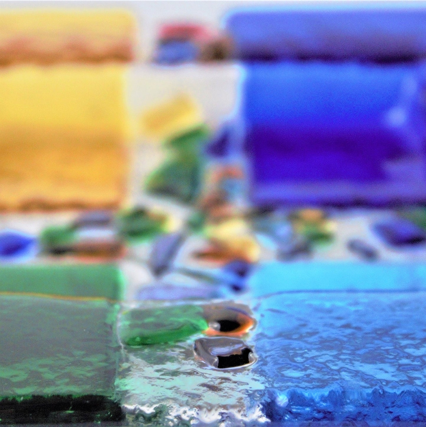 Colorful Fused Glass Serving Plate: Square Appetizer Platter