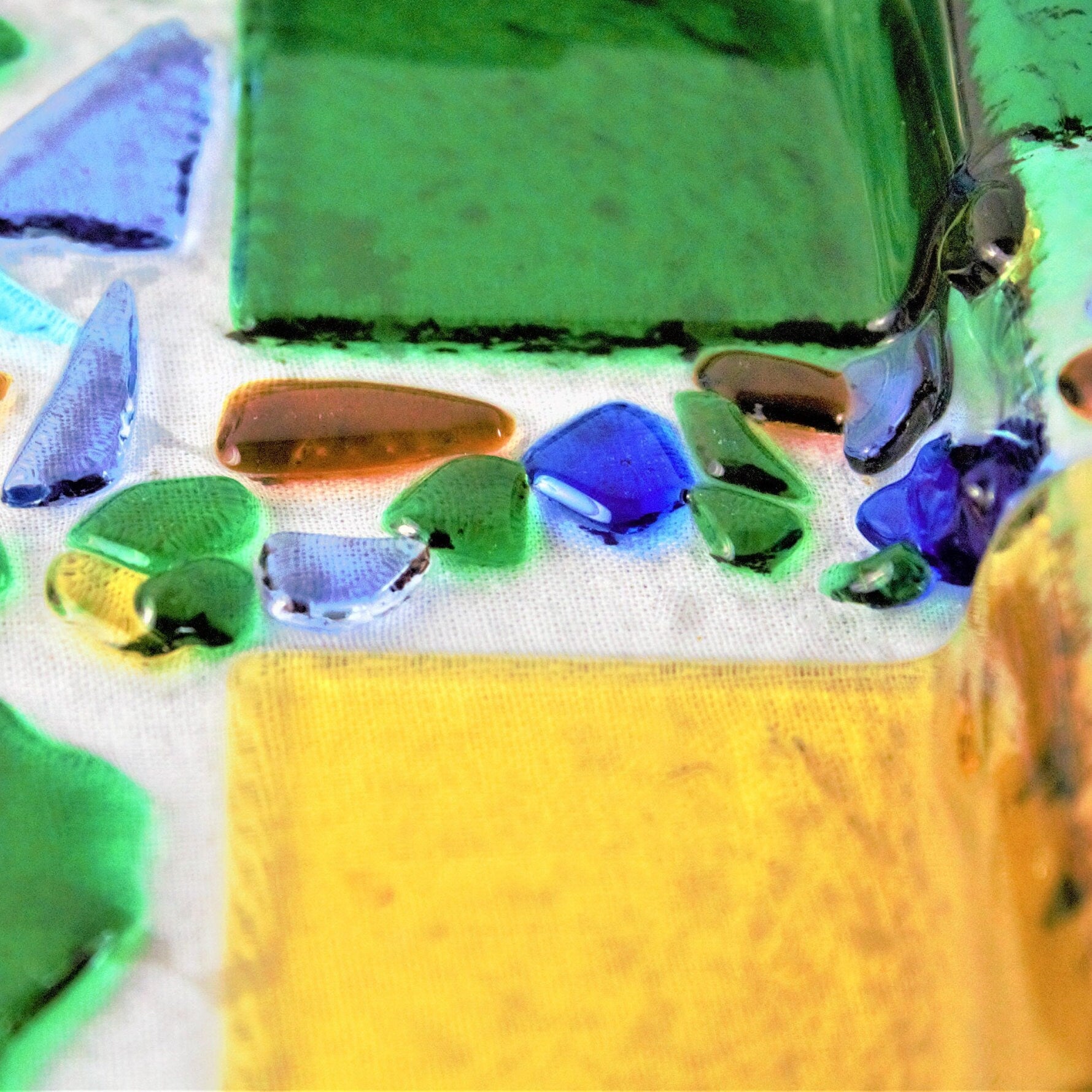 Colorful Fused Glass Serving Plate: Square Appetizer Platter