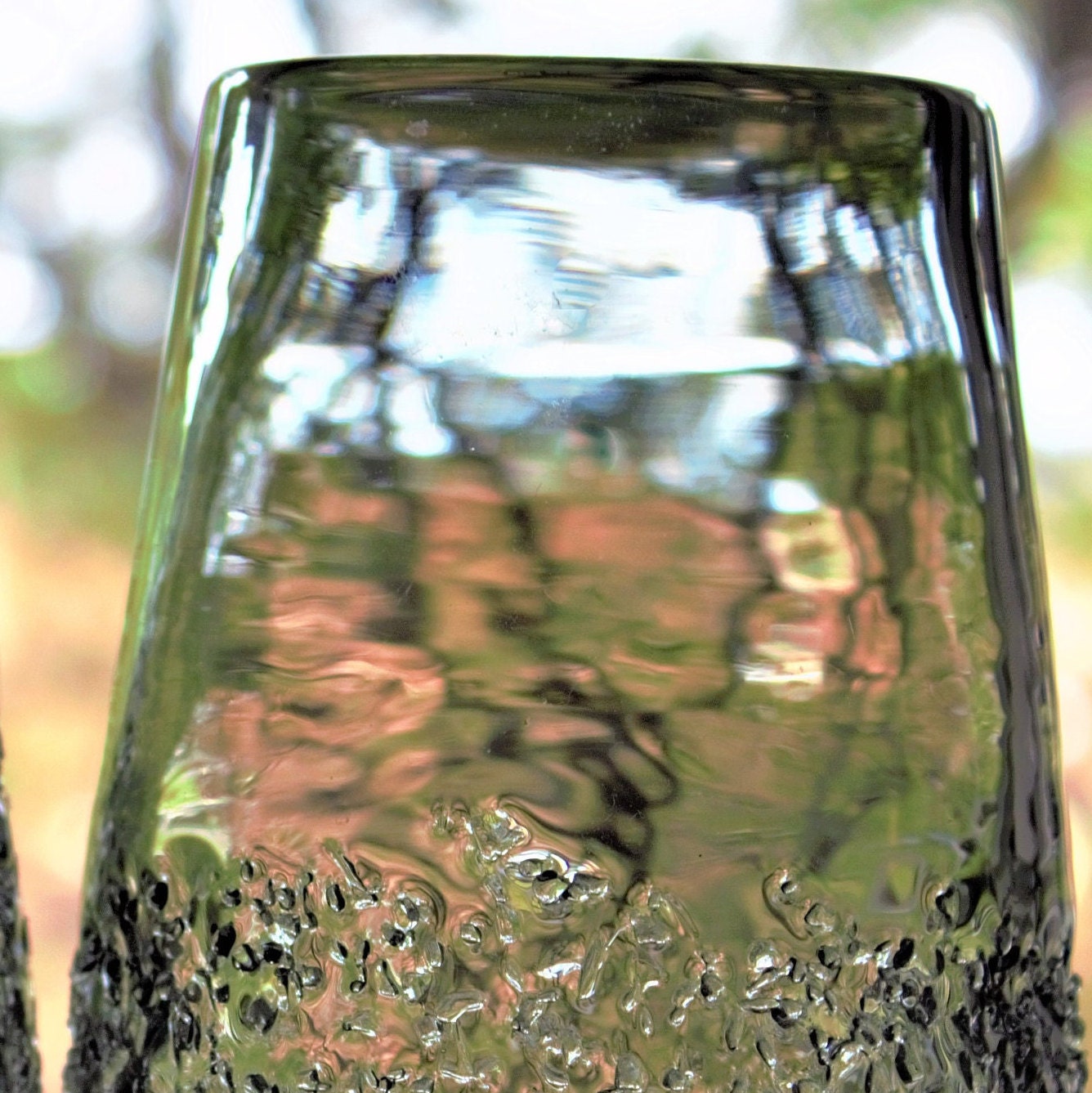 Hand Blown Black Textured Tumblers: Goth Cocktail Glasses, Set of 2