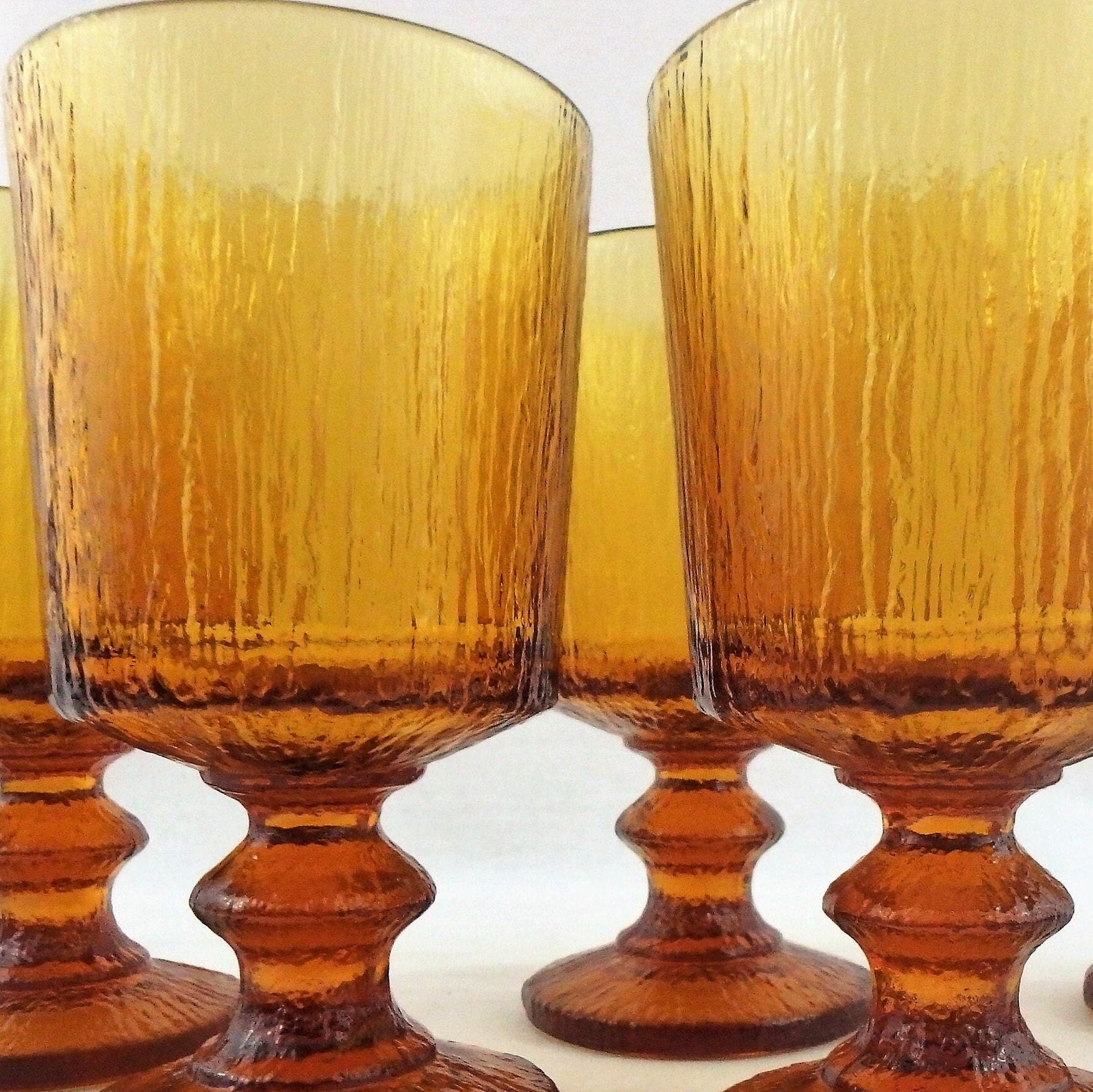 Vintage Amber Glass Tumblers: Timo Sarpaneva Iittala Stemware, Set of 4