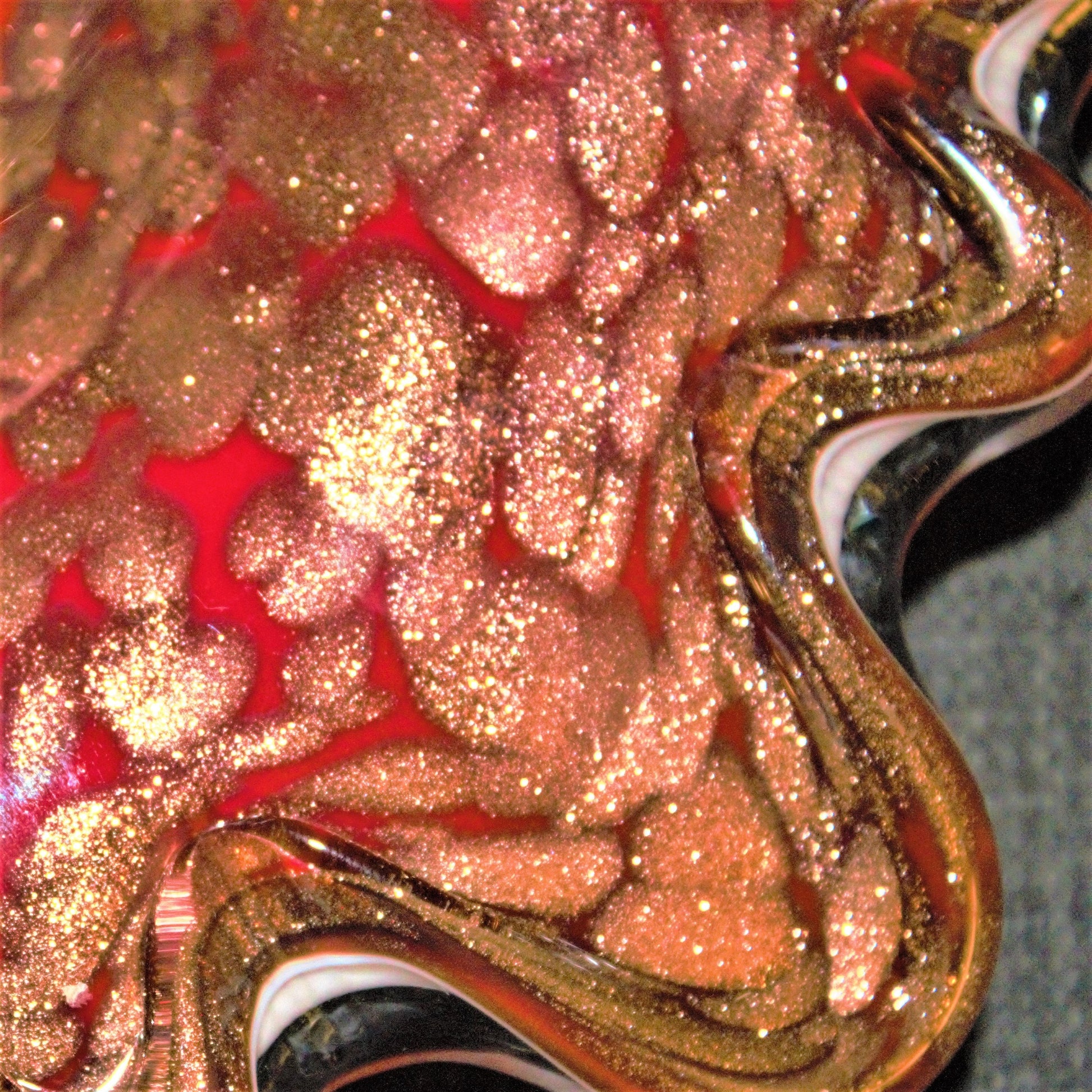 Aventurine Glass Bowl, Cased Glass Bowl, Aventurine and Red Bowl , One of a kind Aventurine Bowl, Rare Cased Glass, Italian Aventurine Glass