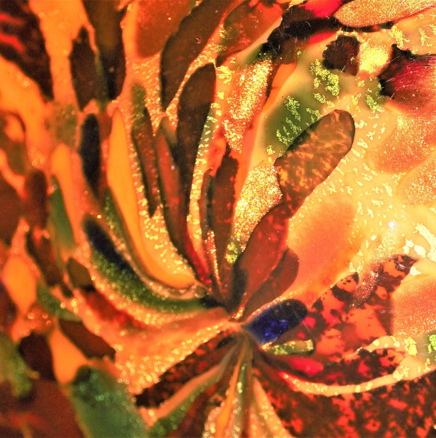 Vintage Murano Glass Bowl: Orange Aventurine Tutti Frutti Pinched Bowl