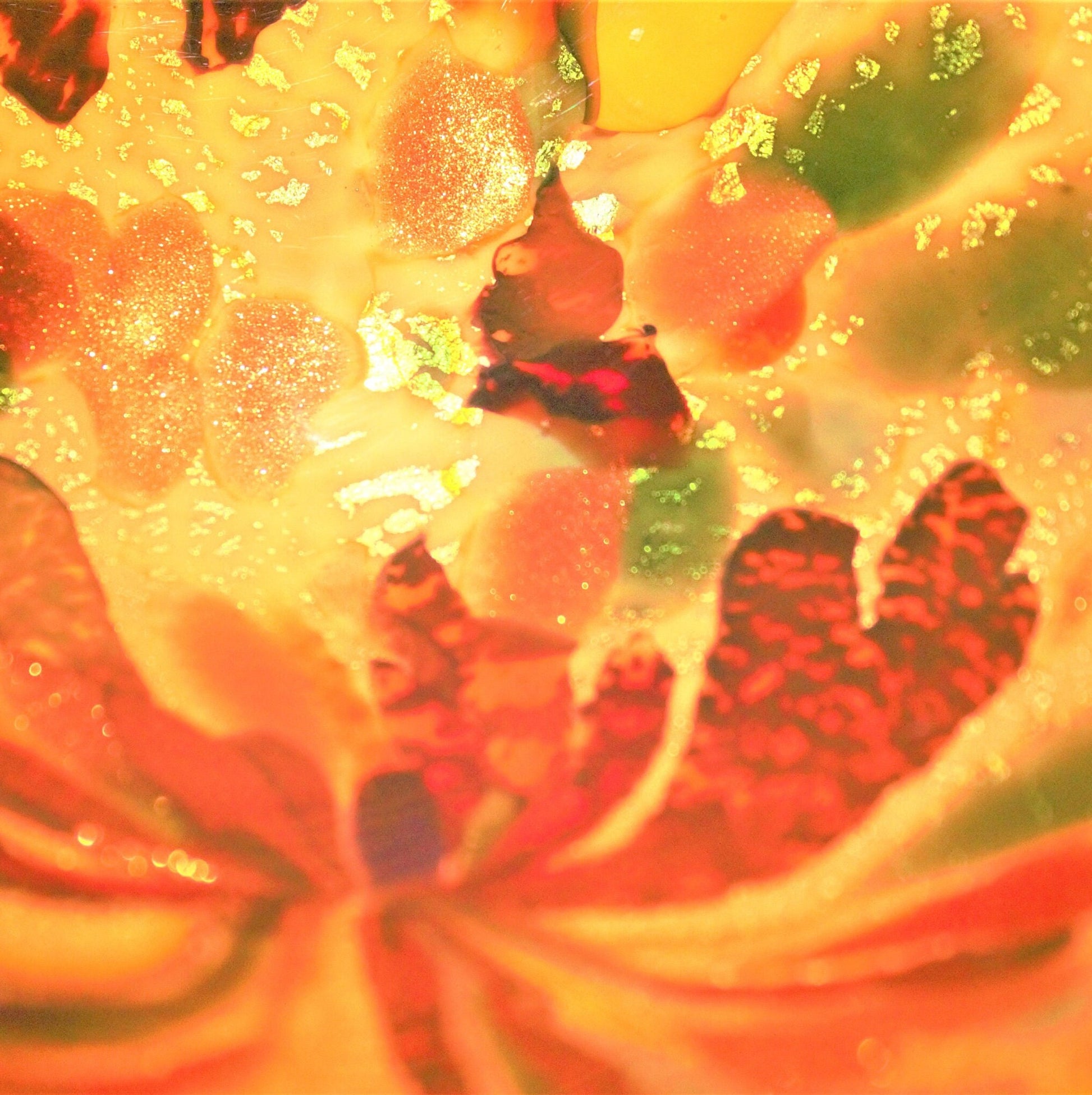 Vintage Murano Glass Bowl: Orange Aventurine Tutti Frutti Pinched Bowl