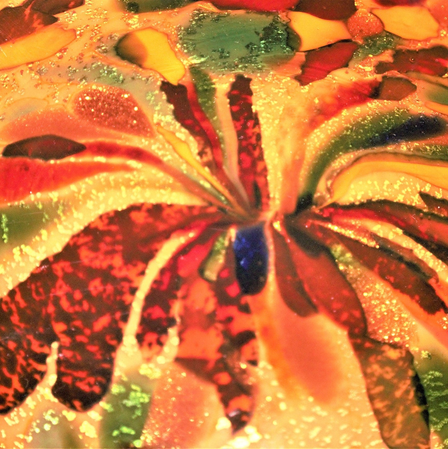 Vintage Murano Glass Bowl: Orange Aventurine Tutti Frutti Pinched Bowl