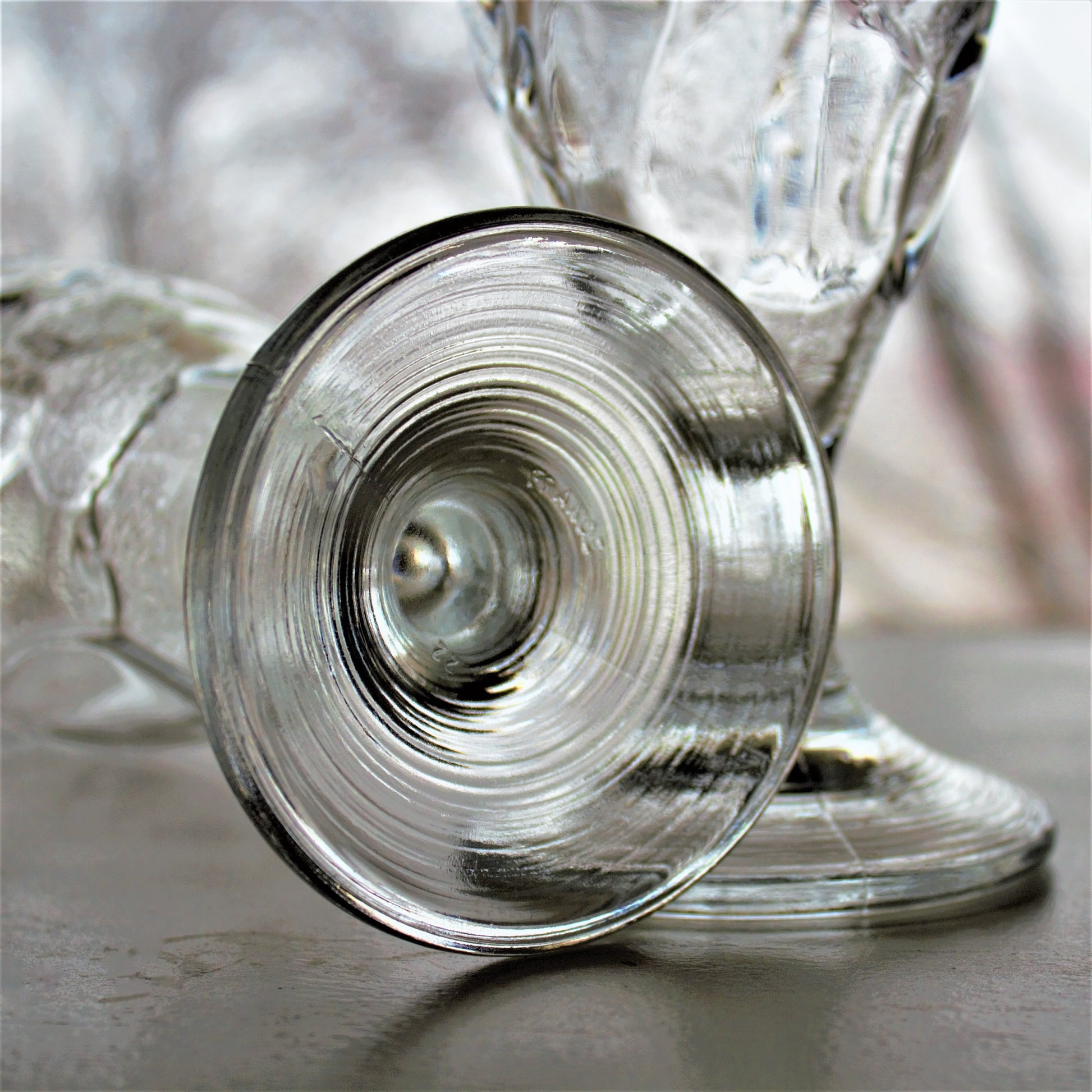 Vintage French Embossed Glass Tumblers - Set of 2 Fruit Motif