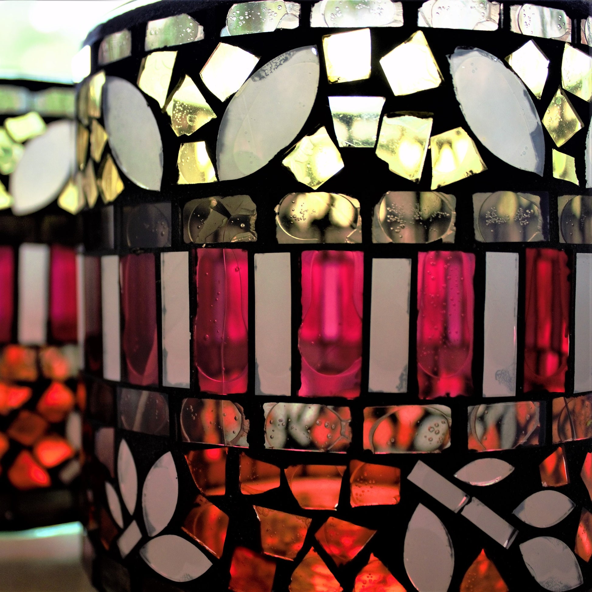 Handmade Mosaic Glass Vase Set, Colorful Home Decor