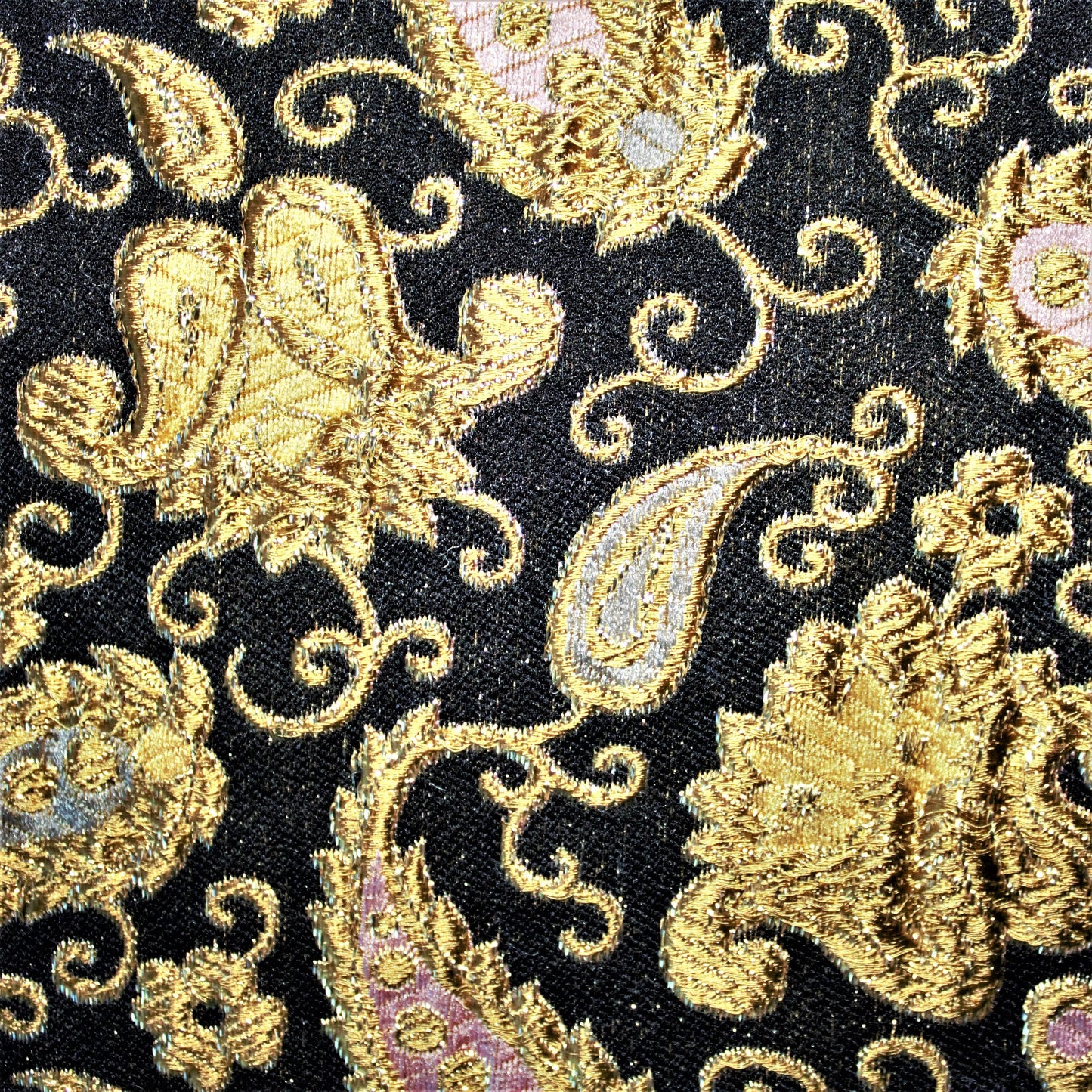 Vintage Metallic Gold Paisley Brocade Fabric: Colorful Upholstery Material