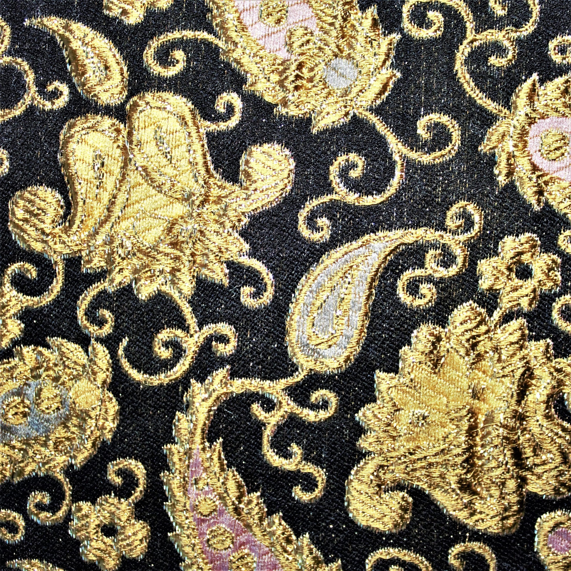 Vintage Metallic Gold Paisley Brocade Fabric: Colorful Upholstery Material