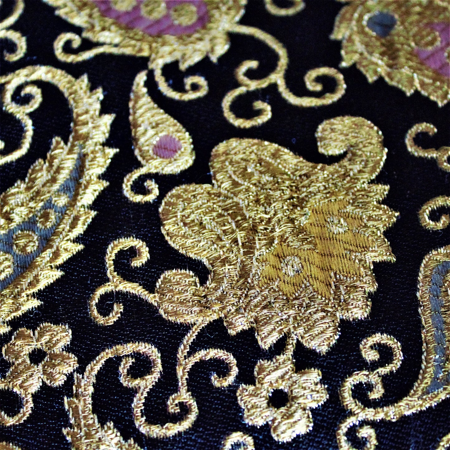 Vintage Metallic Gold Paisley Brocade Fabric: Colorful Upholstery Material