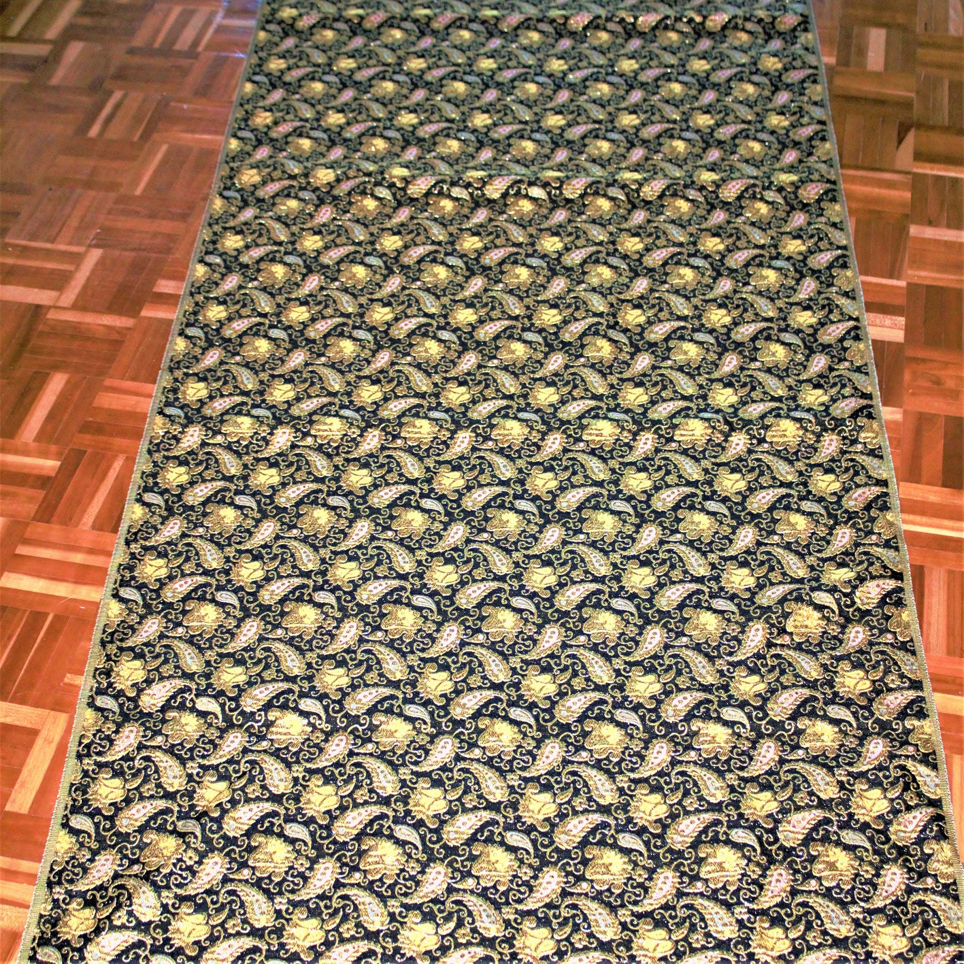 Vintage Metallic Gold Paisley Brocade Fabric: Colorful Upholstery Material