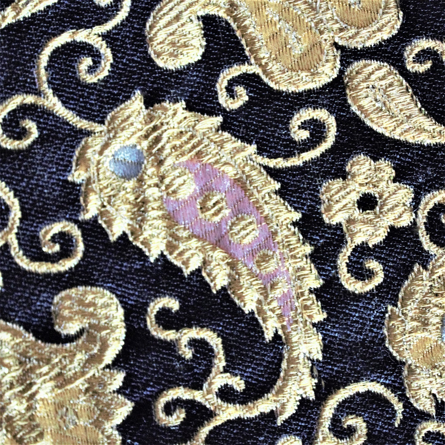 Vintage Metallic Gold Paisley Brocade Fabric: Colorful Upholstery Material