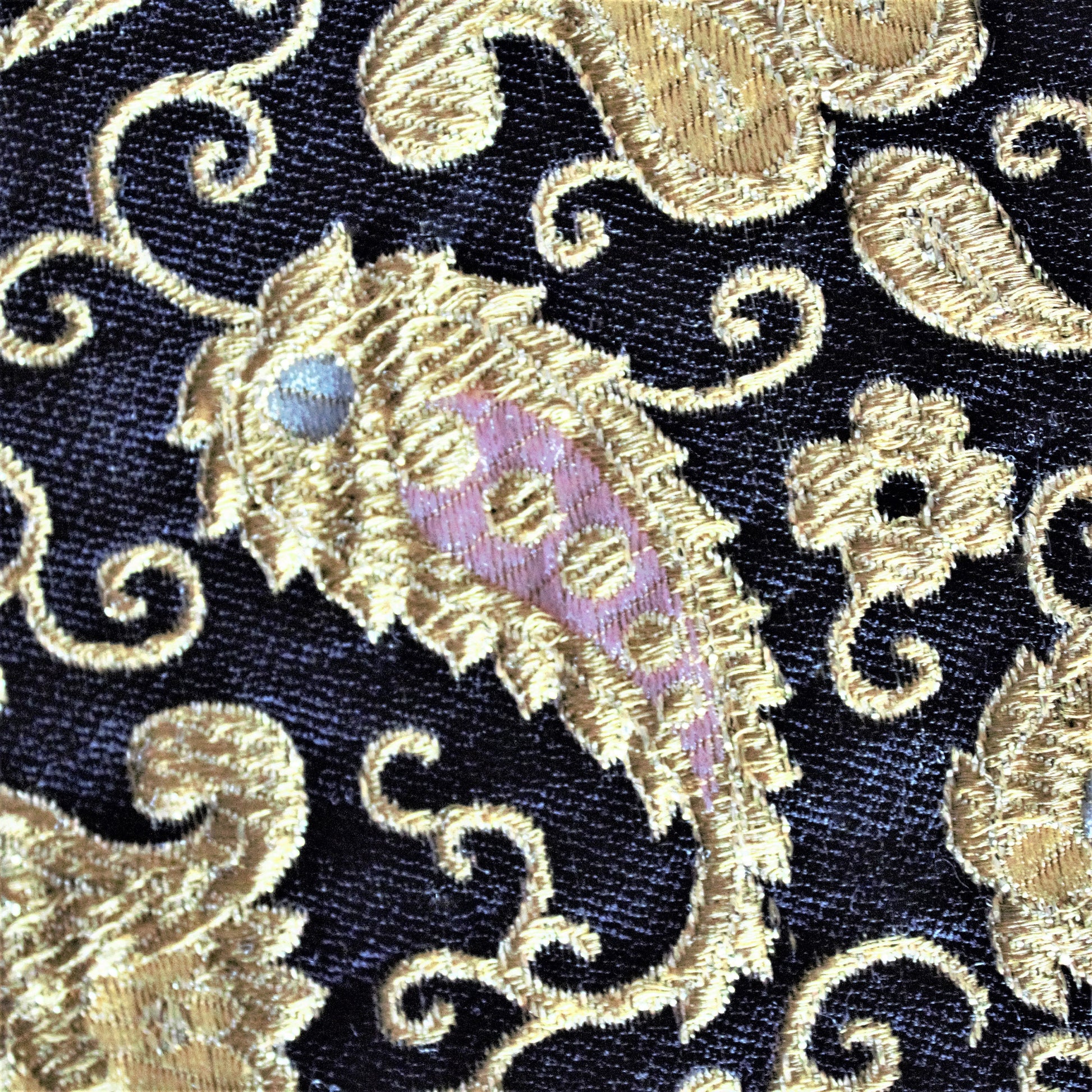 Vintage Metallic Gold Paisley Brocade Fabric: Colorful Upholstery Material