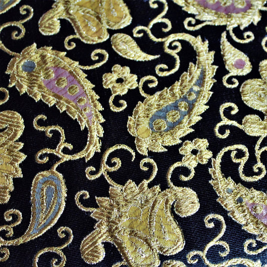Vintage Metallic Gold Paisley Brocade Fabric: Colorful Upholstery Material