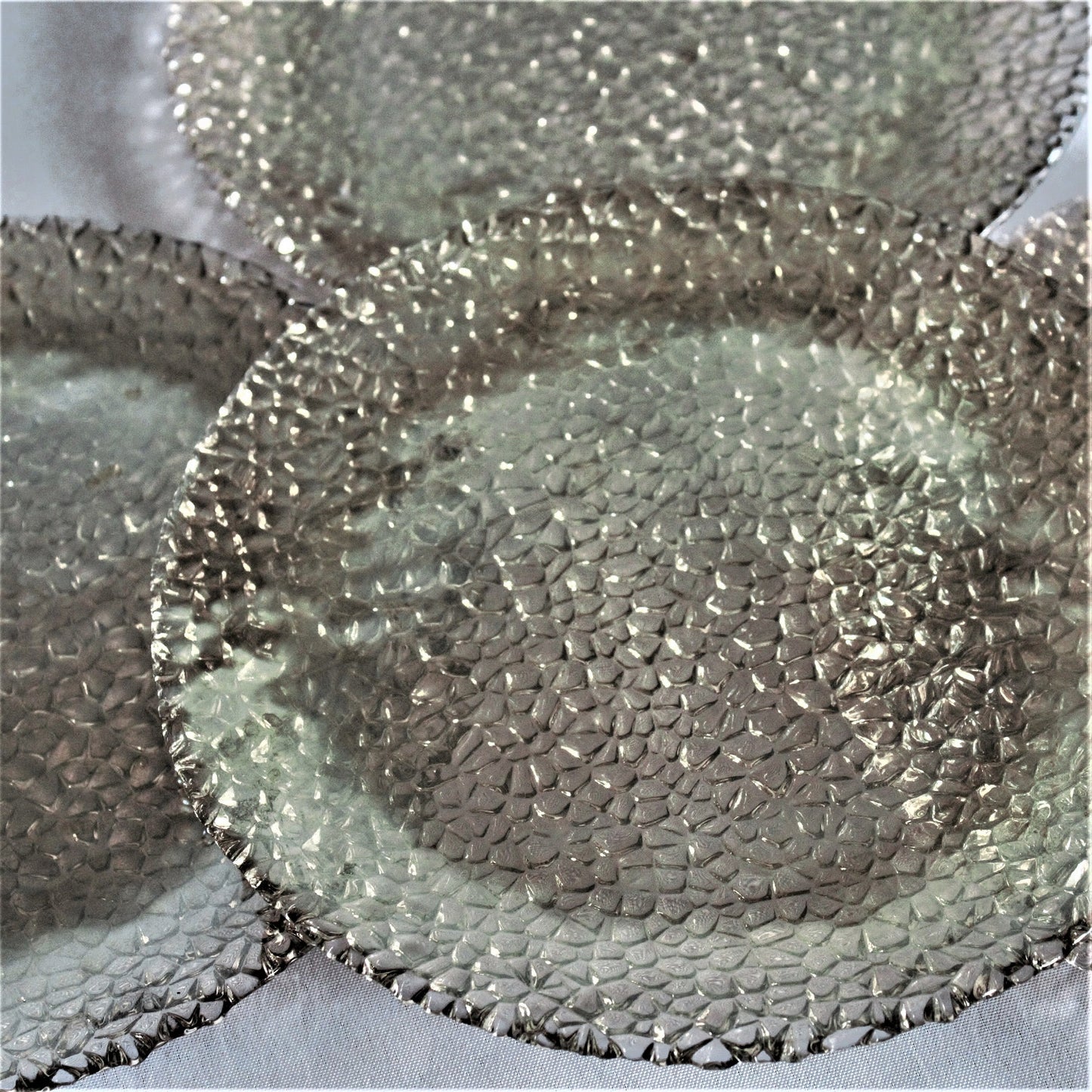 Iridescent Glass Salad Plates (Set of 4): Vetropuro Textured Gold Plateware