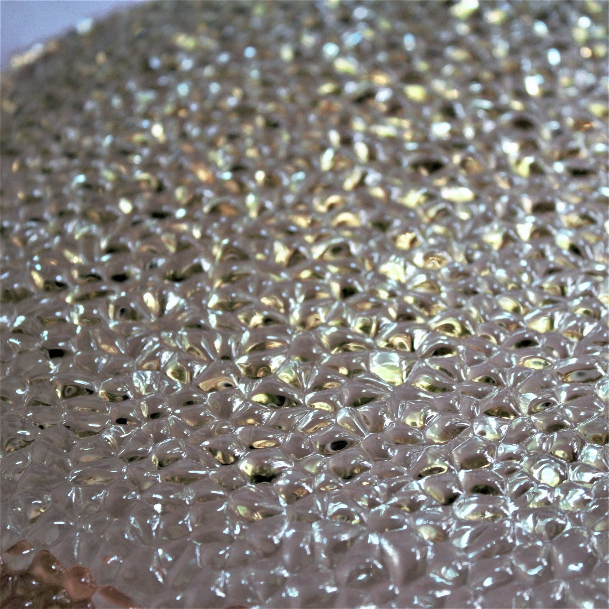 Iridescent Glass Salad Plates (Set of 4): Vetropuro Textured Gold Plateware