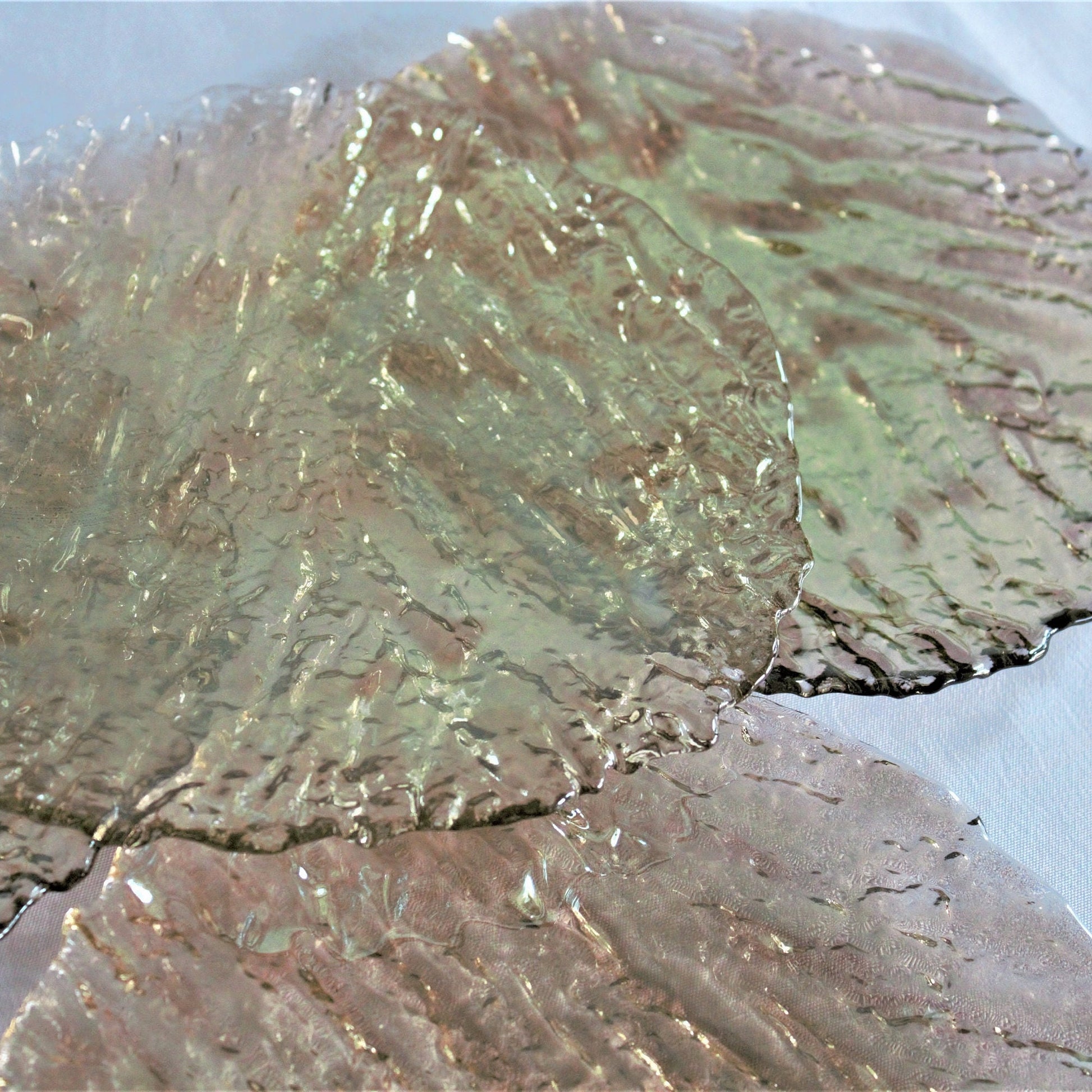 Iridescent Bark Textured Glass Salad Plates - Set of 4