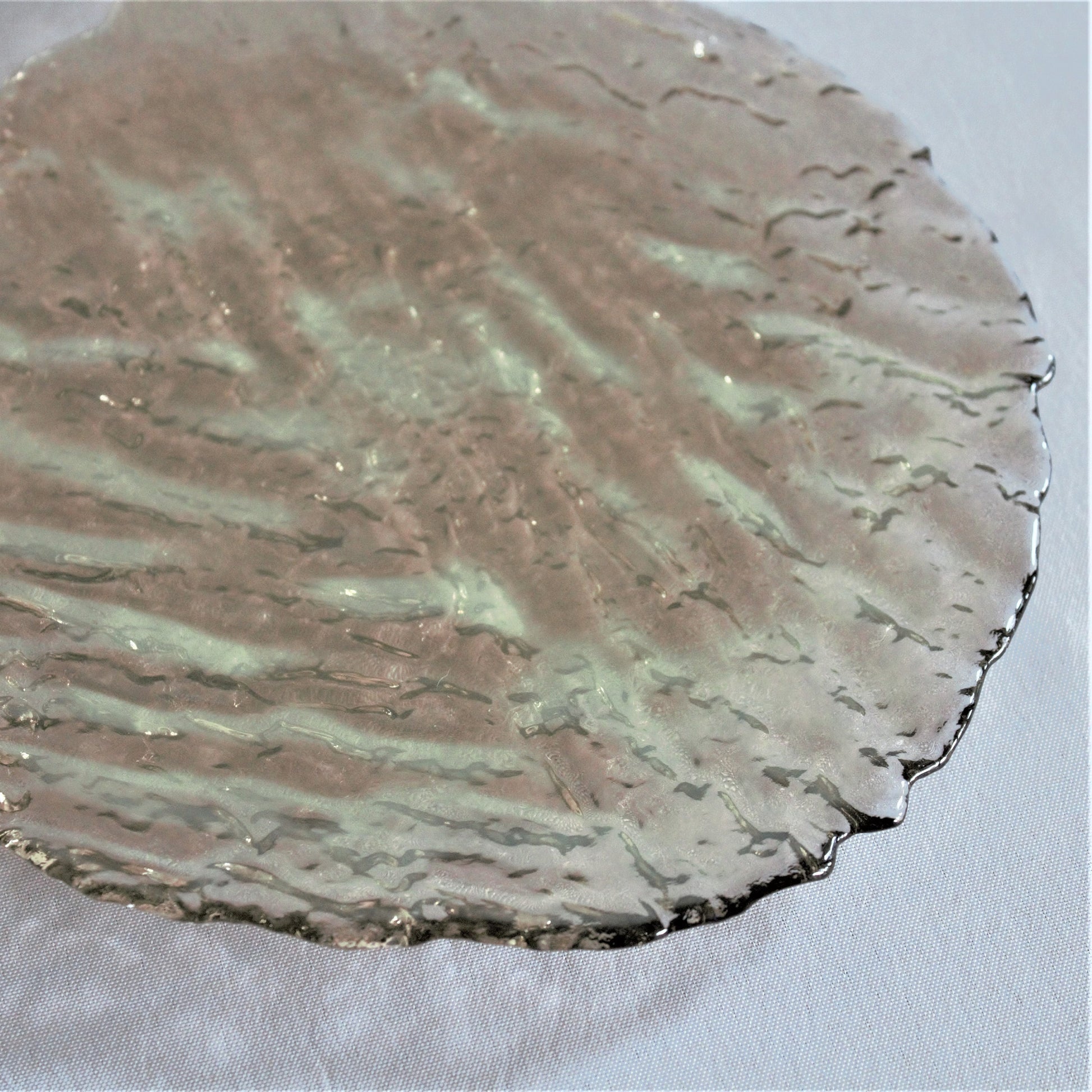 Iridescent Bark Textured Glass Salad Plates - Set of 4