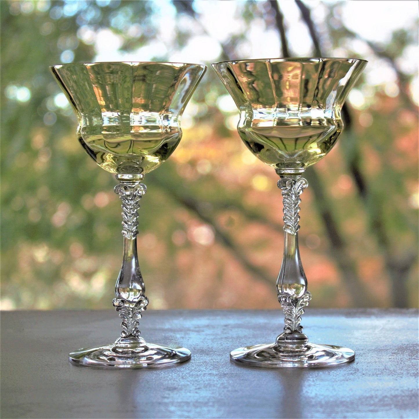Rare Depression Glass, 2Pc Cambridge Yellow Cocktail Glasses, RARE Yellow Cambridge Liquor Glass, Yellow Cocktail Stem 3126, Yellow Cordials