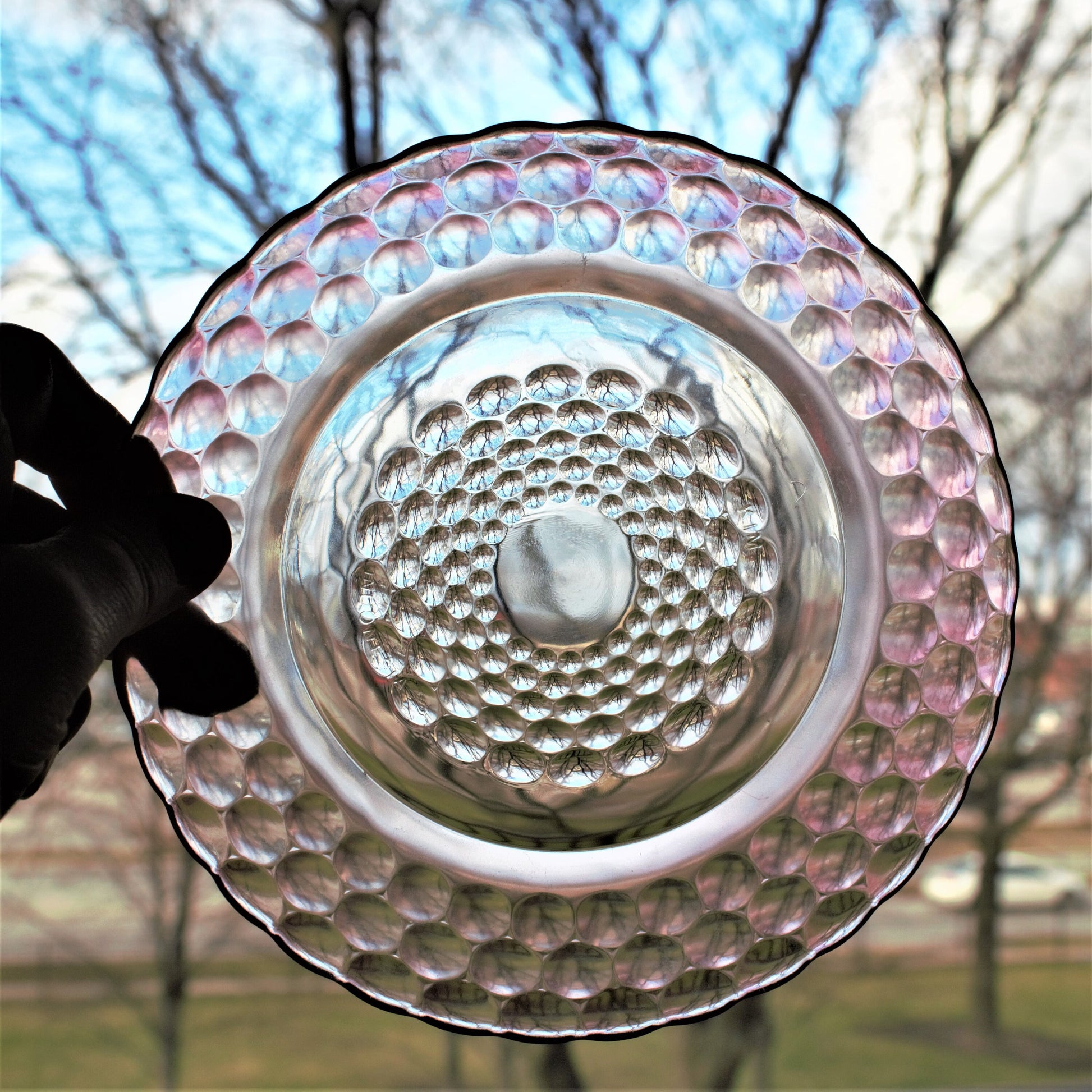 Vintage Pink Bubble Glass Salad Plates - Set of 5 - KIM Indonesia