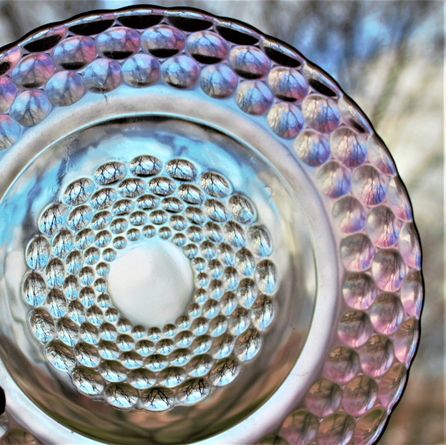 Vintage Pink Bubble Glass Salad Plates - Set of 5 - KIM Indonesia