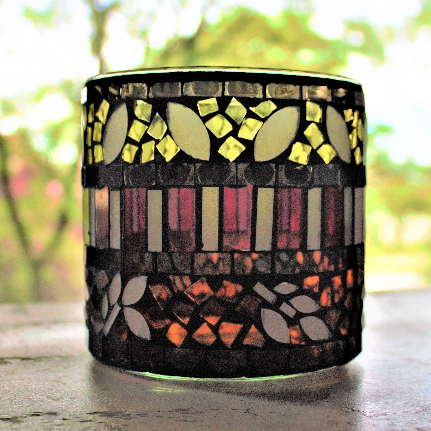 Handmade Mosaic Glass Vase Set, Colorful Home Decor