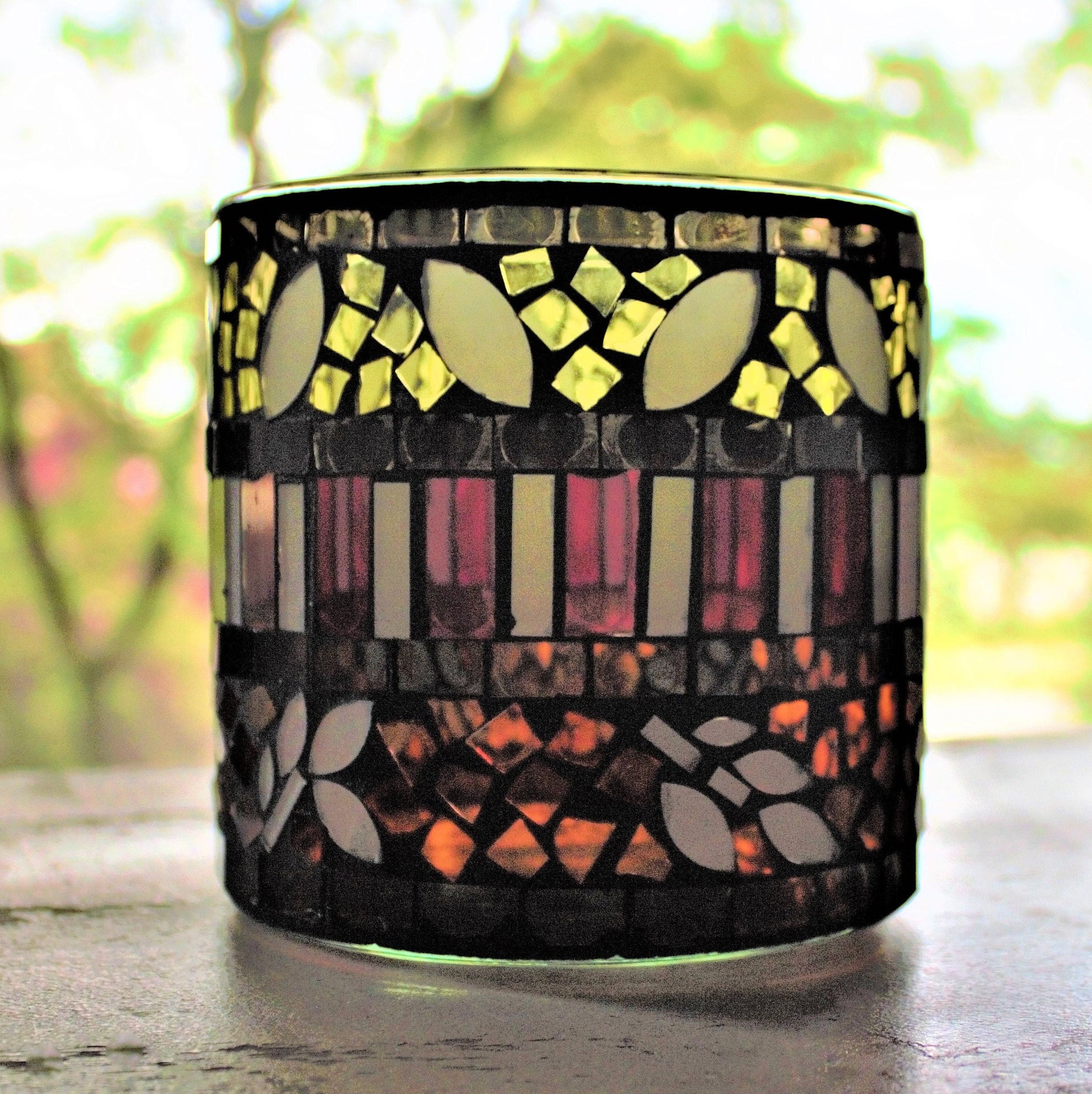 Handmade Mosaic Glass Vase Set, Colorful Home Decor