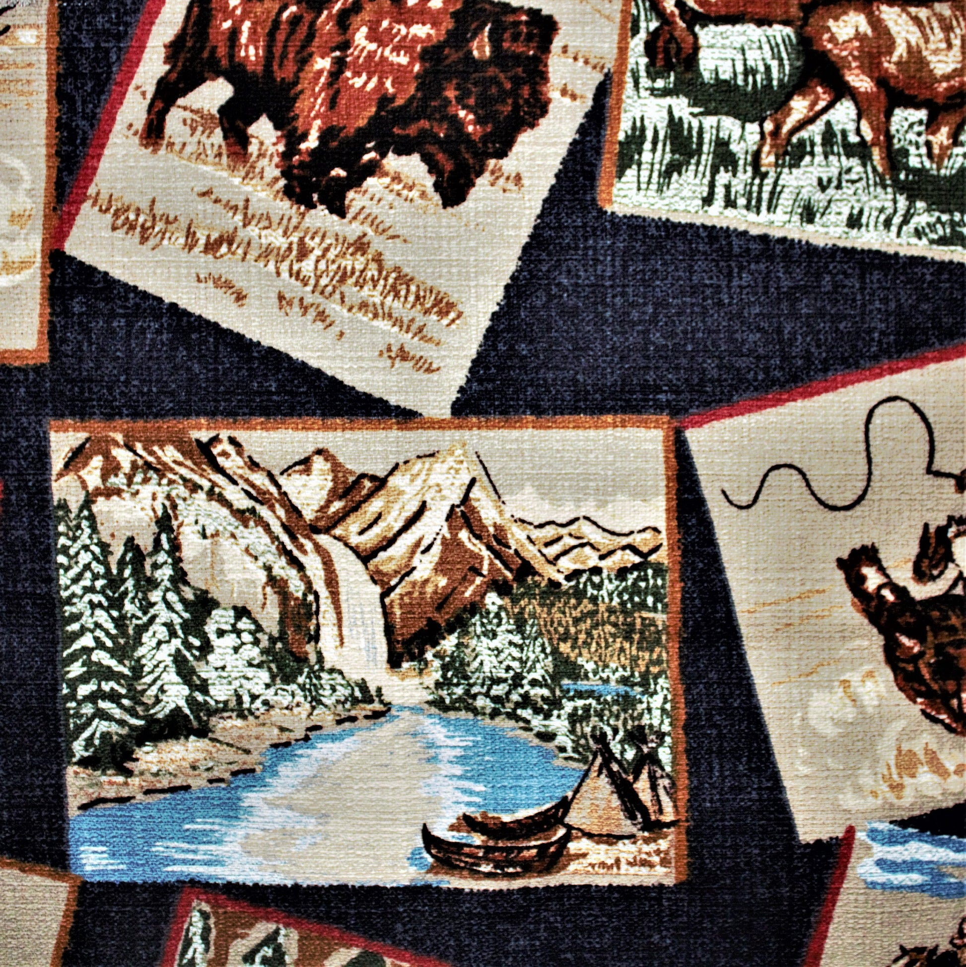 Vintage Western Fabric: Cowboy & Pioneer Scenes, Bloomcraft Remnant