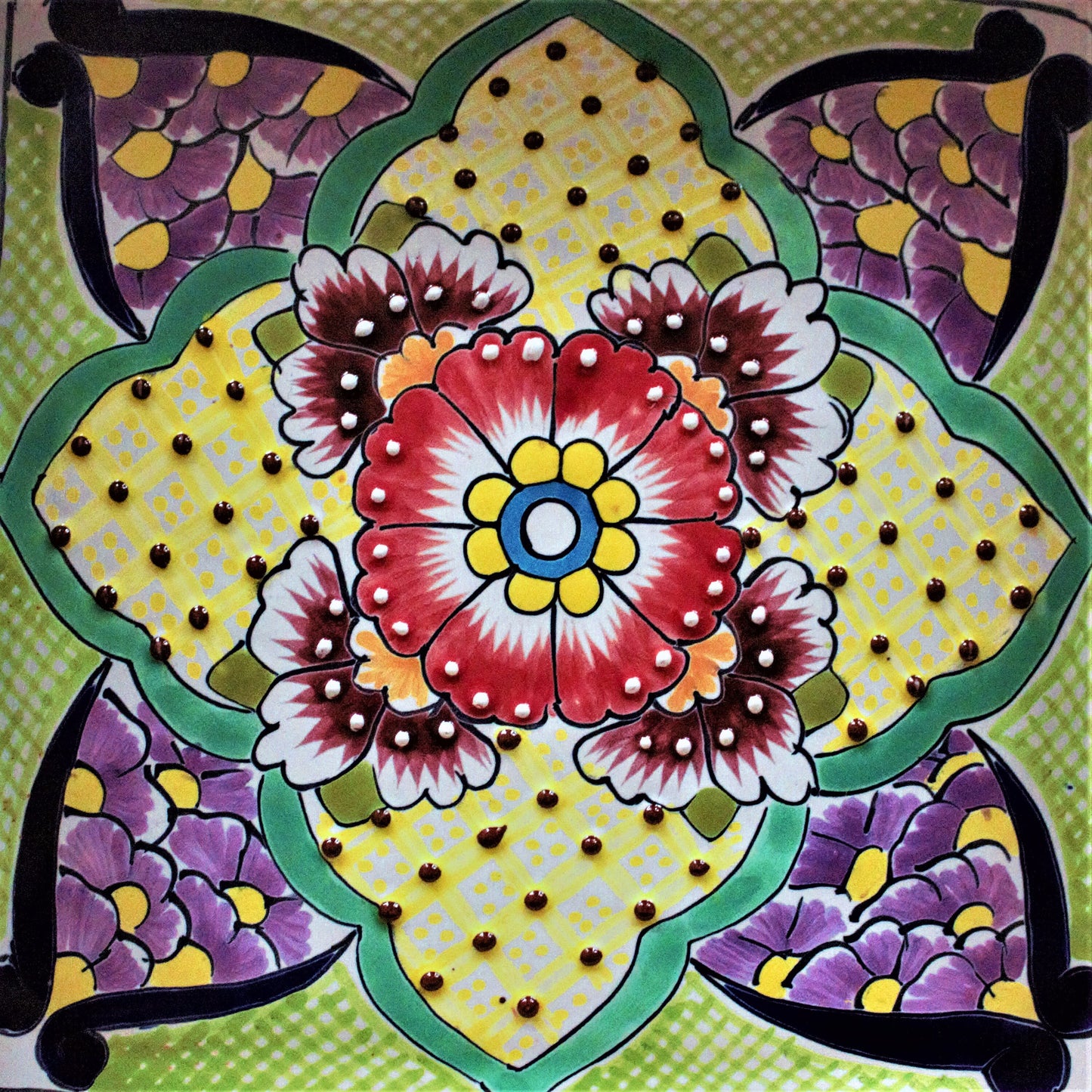 Handpainted Talavera Ceramic Platter Set, Colorful Mexican Serving Bowls, 6 Piece