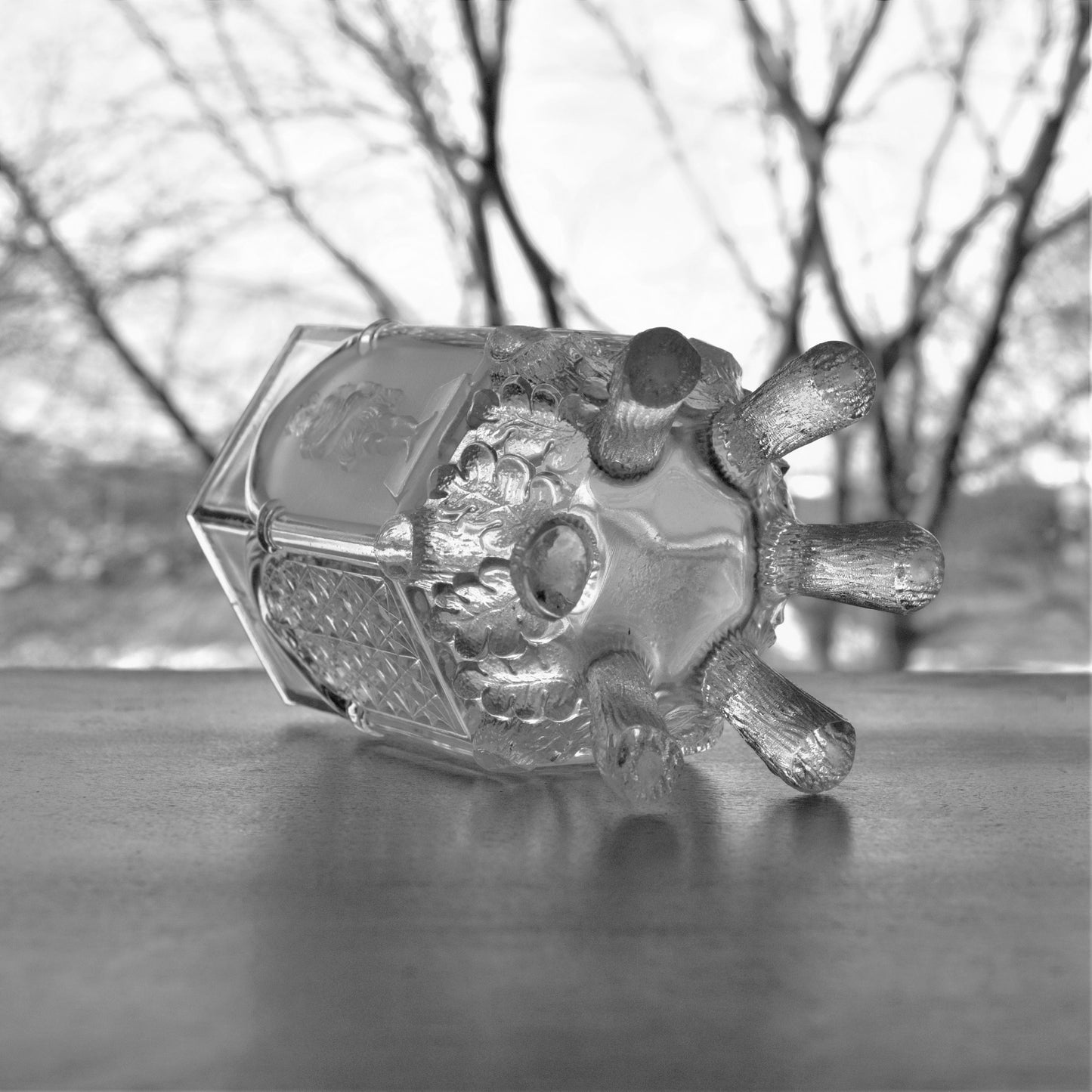 Antique EAPG Sugar Bowl: Gillinder & Sons Frosted Mythology Figure