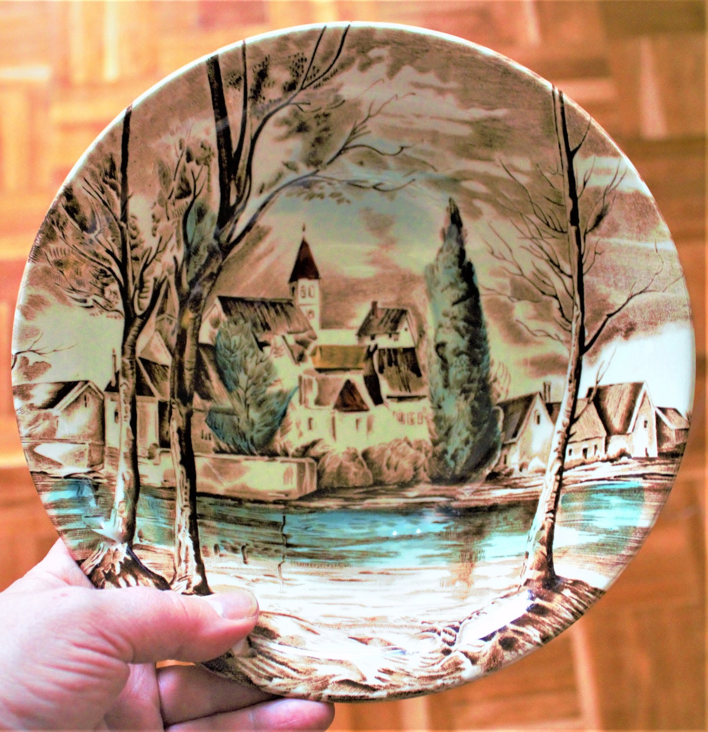 Vintage Johnson Brothers Dream Town Plate & Bowl Set: English Transferware