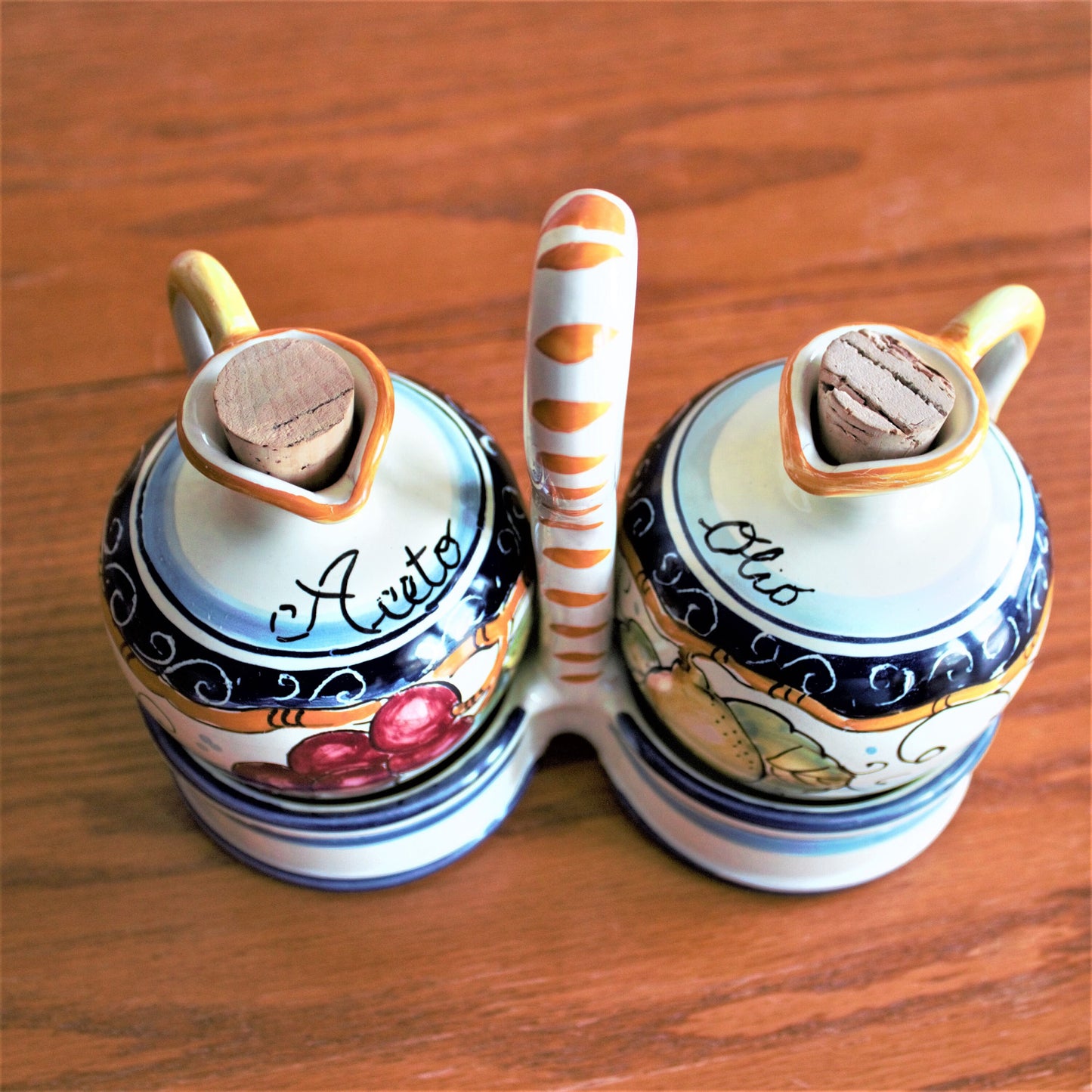 Vintage Barbieri Cruet Set: Italian Ceramic Oil and Vinegar Cruets