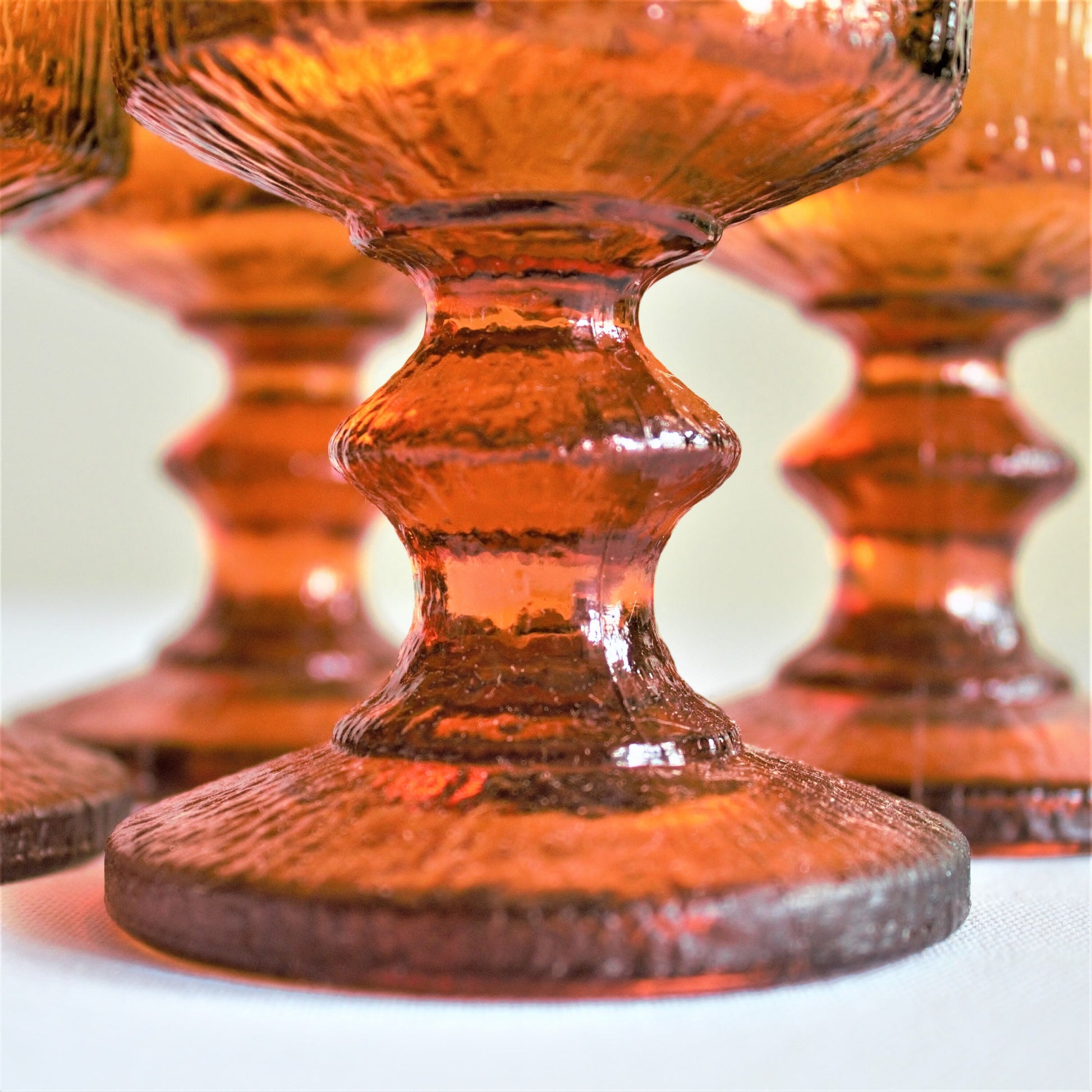 Vintage Amber Glass Tumblers: Timo Sarpaneva Iittala Stemware, Set of 4