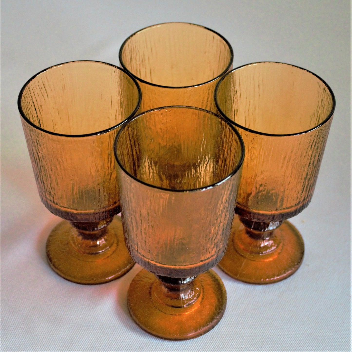 Vintage Amber Glass Tumblers: Timo Sarpaneva Iittala Stemware, Set of 4