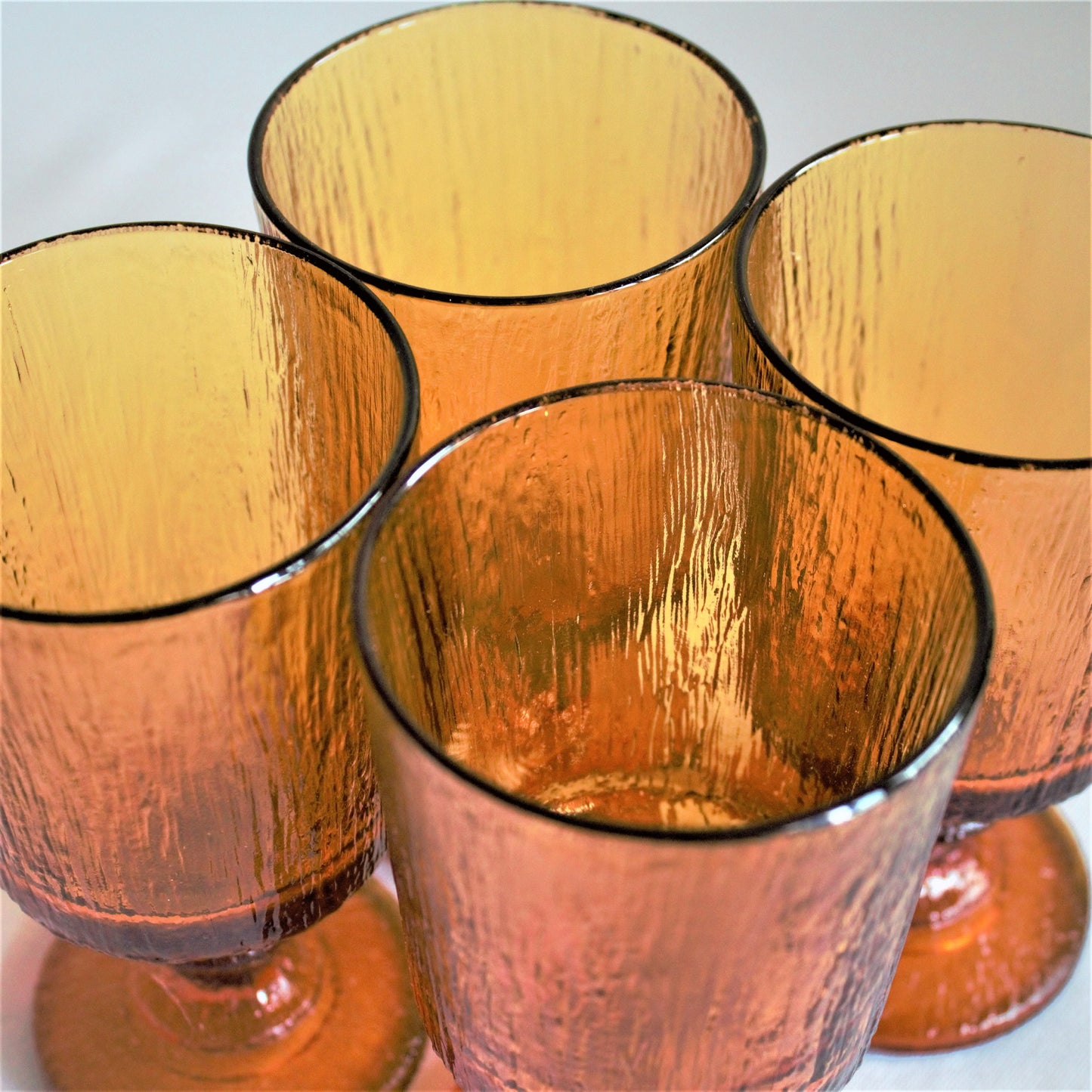 Vintage Amber Glass Tumblers: Timo Sarpaneva Iittala Stemware, Set of 4