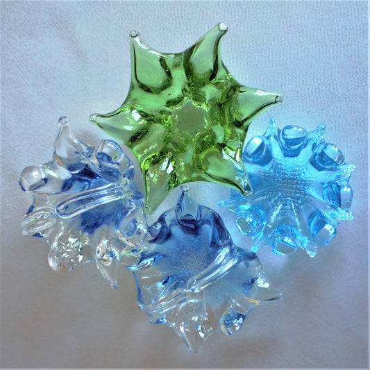 Vintage Miniature Glass Bowls, Colorful Handmade Knick Knacks, Set of 4